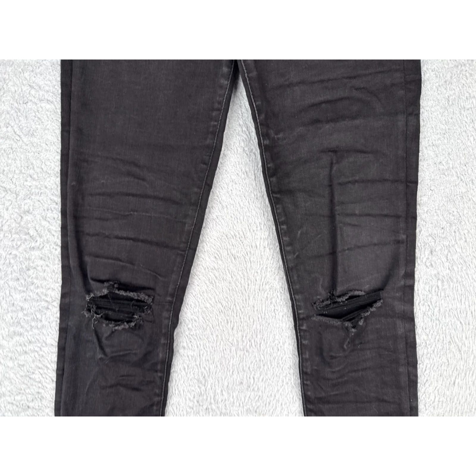 Abercrombie & Fitch Abercrombie & Fitch Jeans Womens 2 Black Ultra High Rise Super Skinny Distressed - Denim - 5-Pocket - Zip Button - Machine Washable - Regular Size 26" / US 2 / IT 38 - 3 Thumbnail
