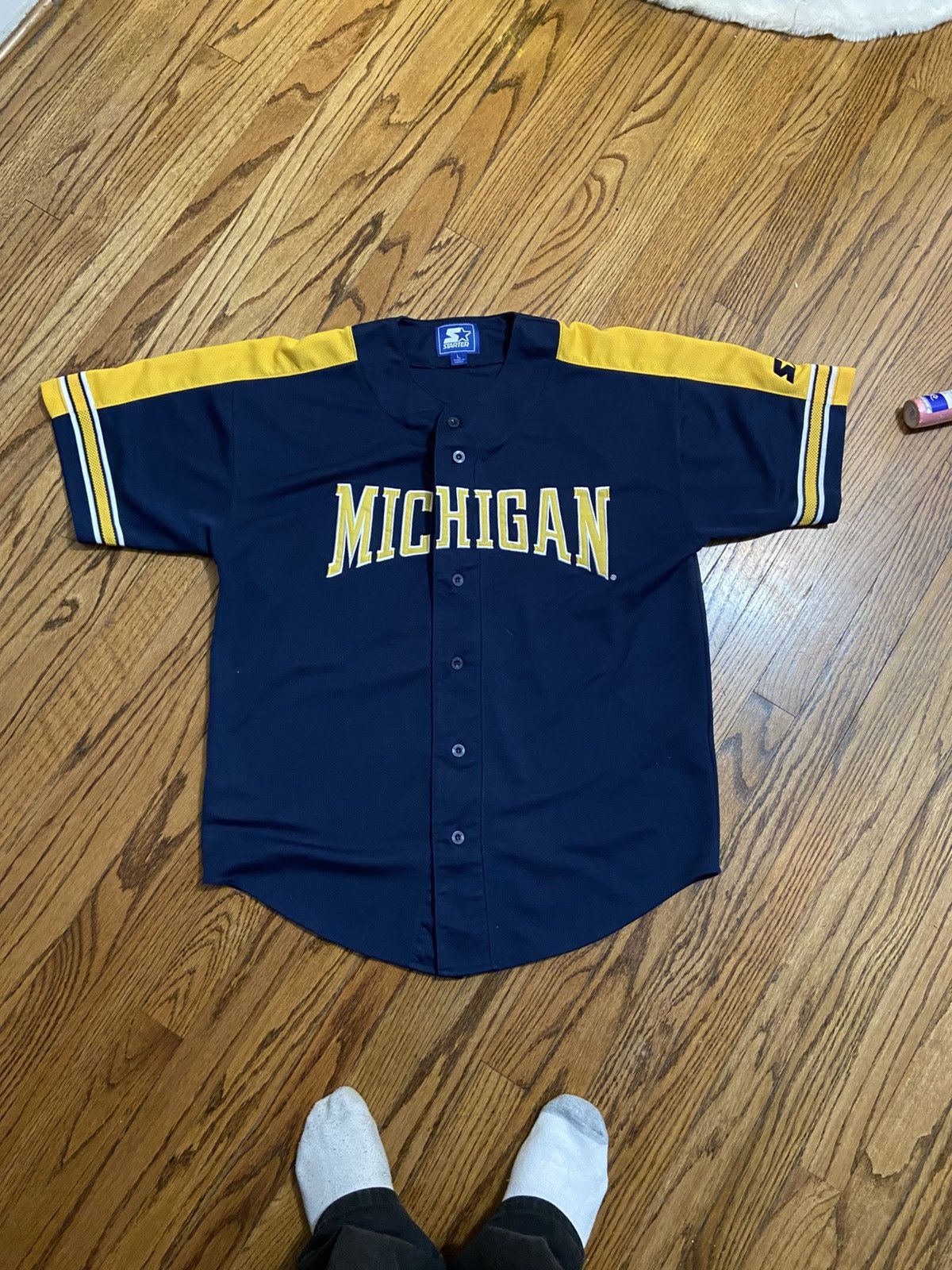 Vintage Starter University deals of Michigan Pinstripe Baseball Jersey NCAA Large