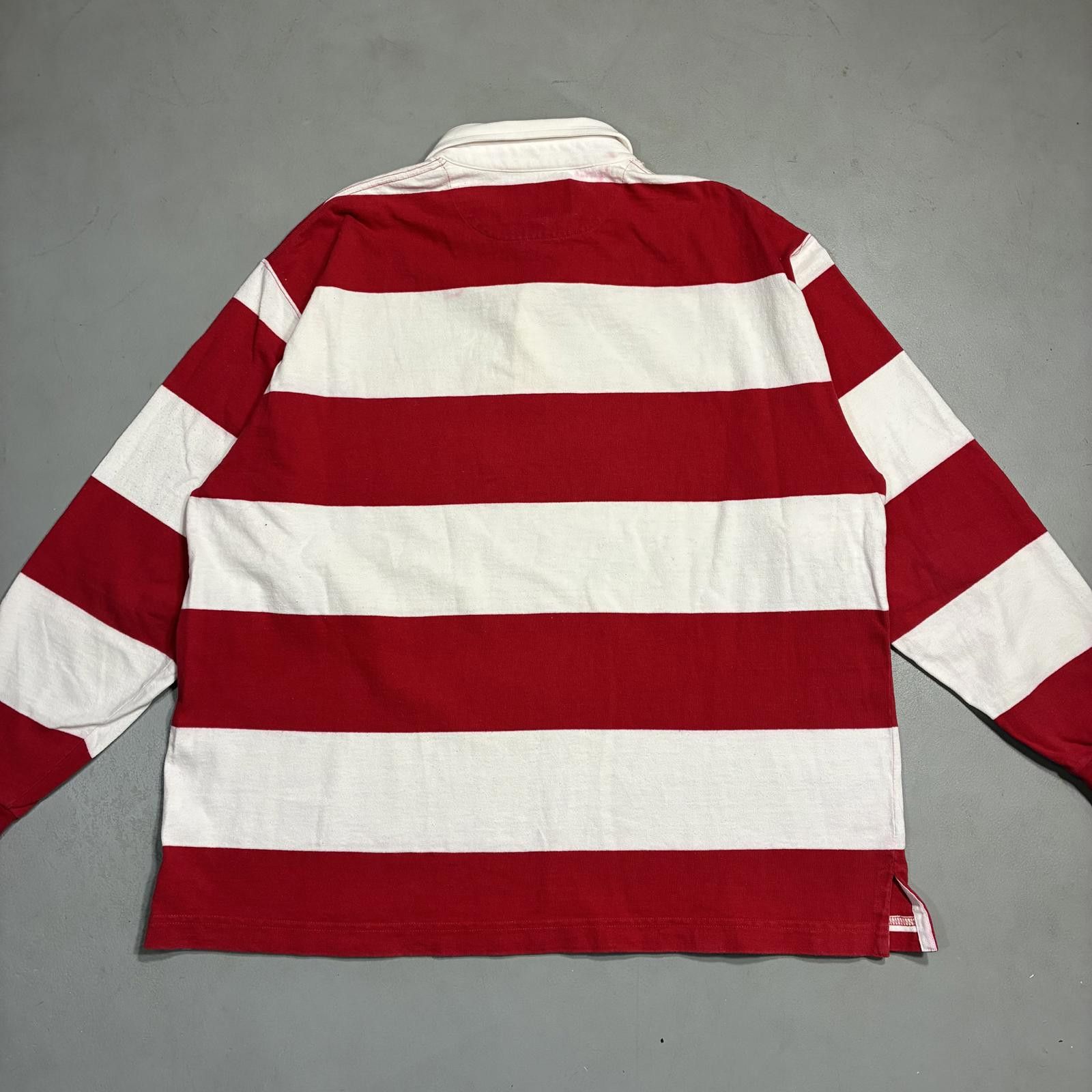 Lands' End Vintage 90s Lands End Striped Rugby Polo Shirt Men's XL Red Size US XL / EU 56 / 4 - 5 Thumbnail
