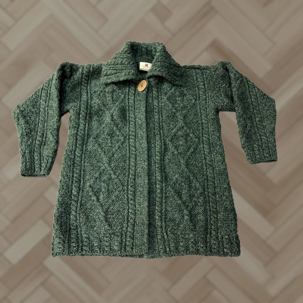 Vintage Carraig Donn Sweater Womens Medium Green Aran Cable Knit Ireland Wool Size M / US 6-8 / IT 42-44 - 1 Thumbnail