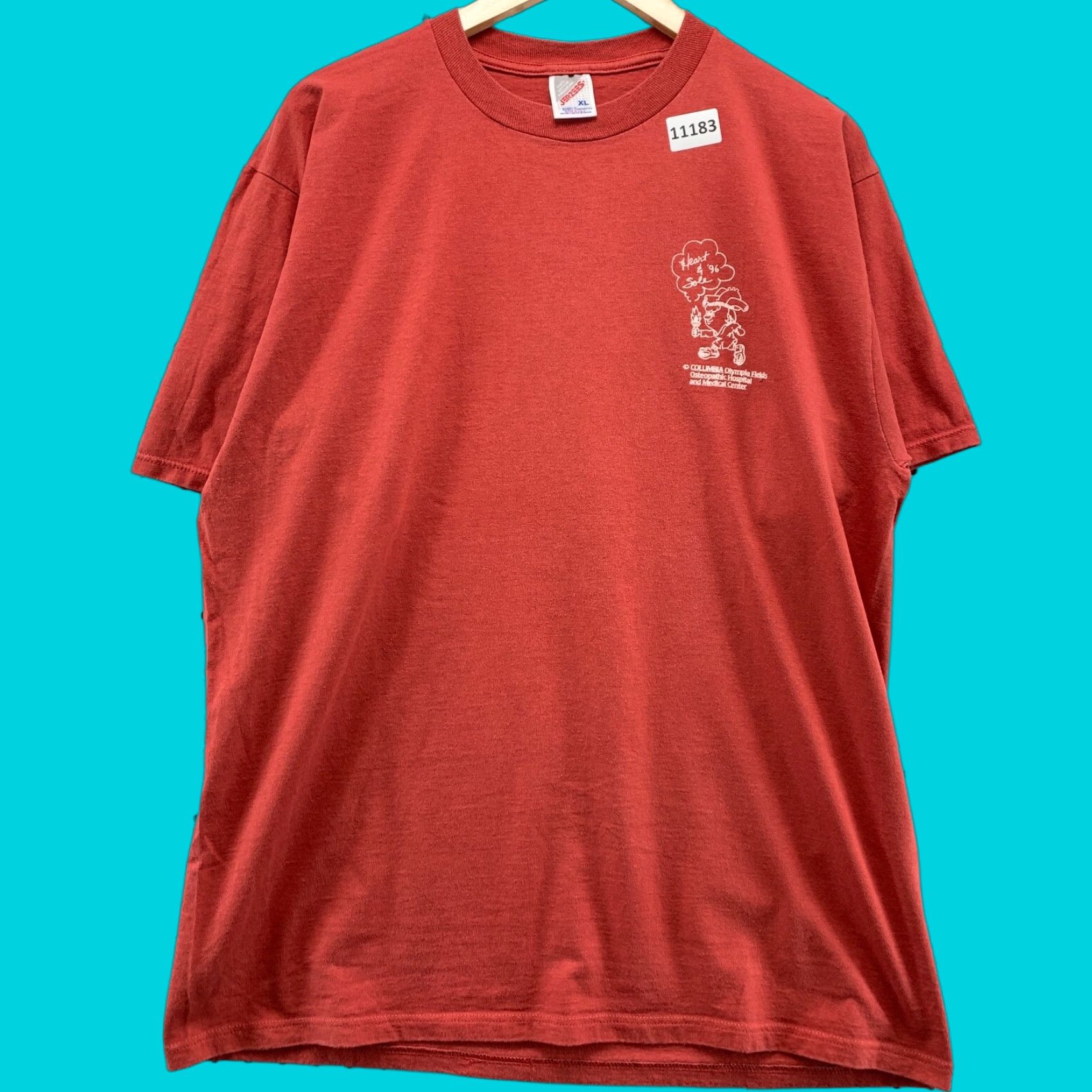 Jerzees VINTAGE Single Stitch Shirt Extra Large Mens Red 90s Columbia Olympia Fields Shirt T-Shirt 90s Mens Red Size US XL / EU 56 / 4 - 1 Thumbnail
