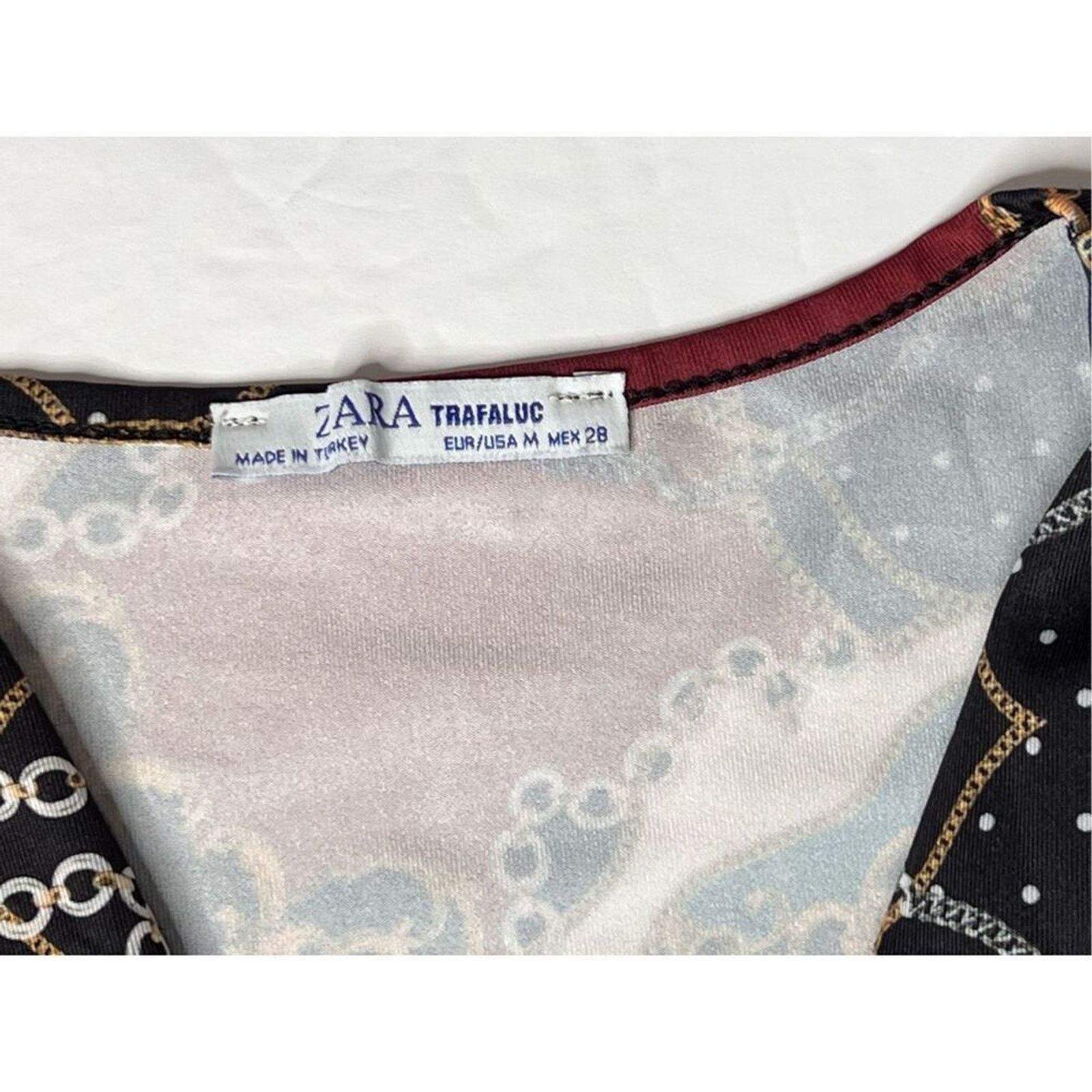 Zara Zara Nautical Wrap Bodysuit Top Blue Burgundy Chains MEDIUM Size M / US 6-8 / IT 42-44 - 7 Thumbnail