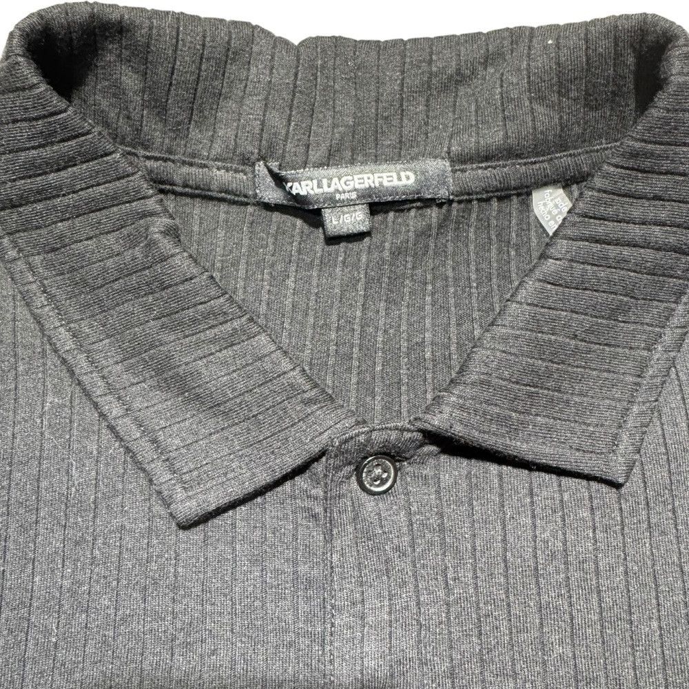 Karl Lagerfeld NWT New Karl Lagerfeld Paris Cotton Blend Black Rib Knit Po Size US L / EU 52-54 / 3 - 4 Thumbnail