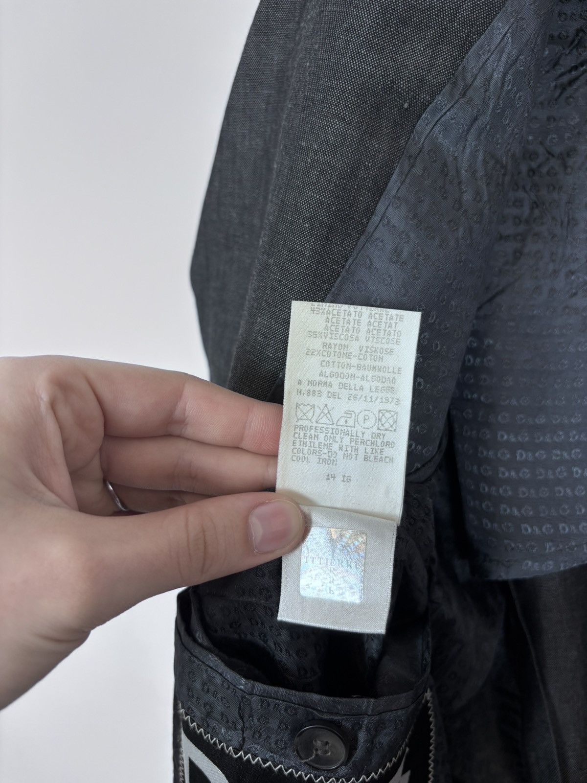 Dolce & Gabbana Dolce & Gabbana Men’s Vintage Grey Linen Wool Blazer Jacket Size 44R - 20 Thumbnail