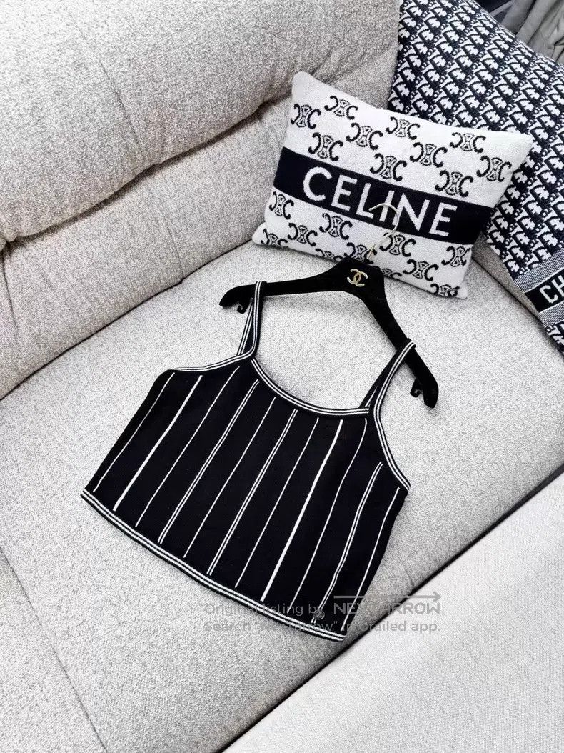 Chanel Chanel Vertical striped knitted suspenders Size XS / US 0-2 / IT 36-38 - 2 Thumbnail