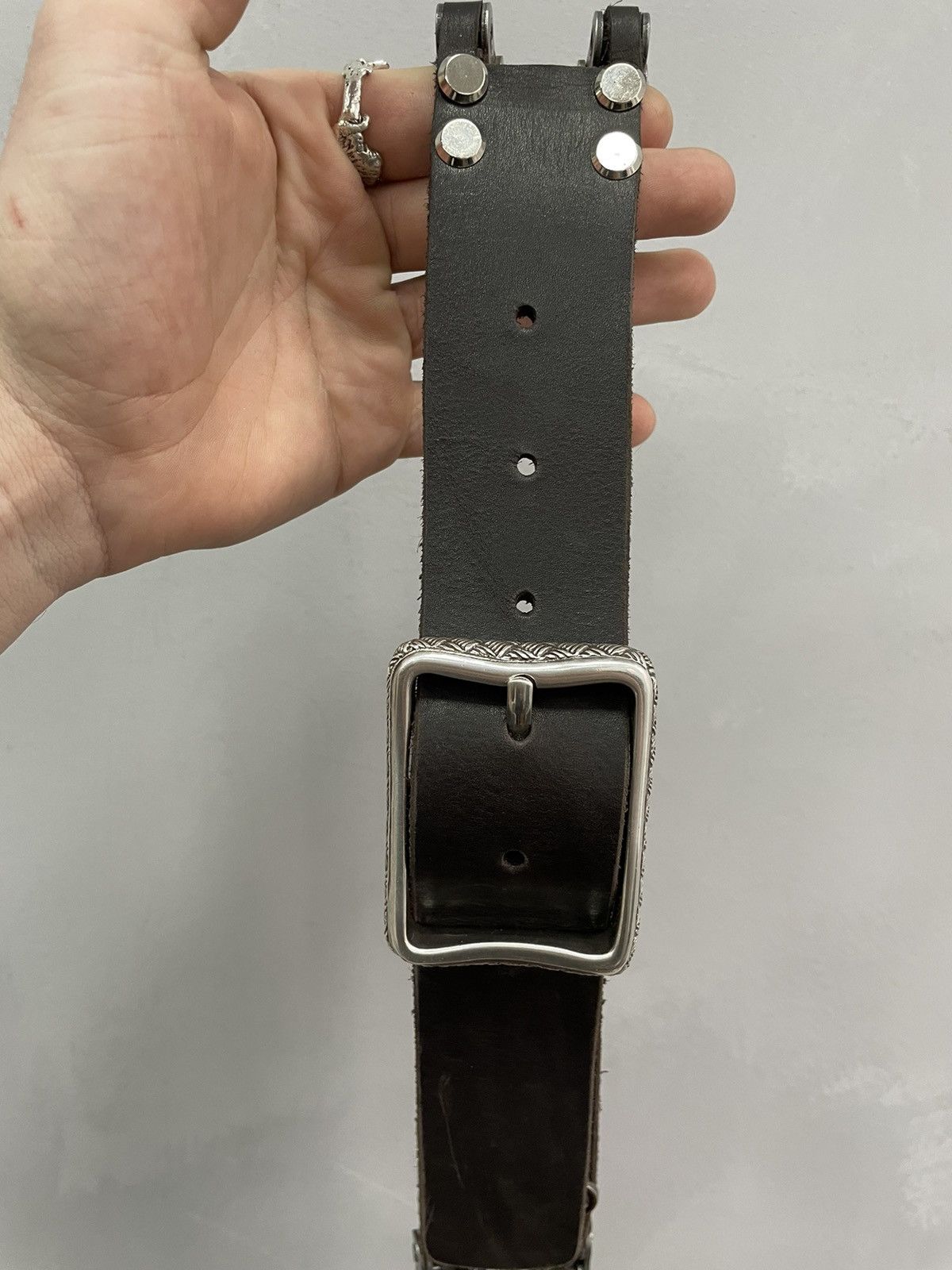 Japanese Brand × Vintage Vintage Leather Crazy Metal Belt Drip Japanese Hype bb Simon Size ONE SIZE - 4 Thumbnail