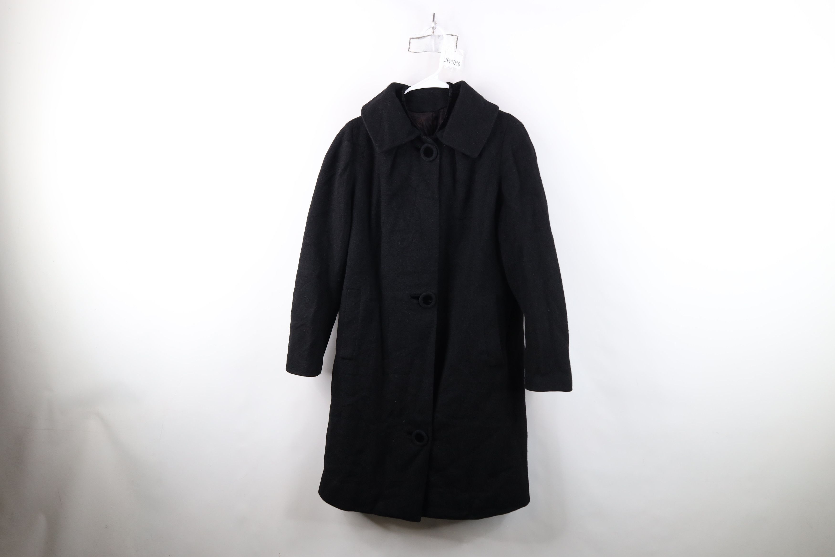 Vintage Vintage 40s 50s Big Button Collared Coat Jacket Black USA Size L / US 10 / IT 46 - 1 Thumbnail