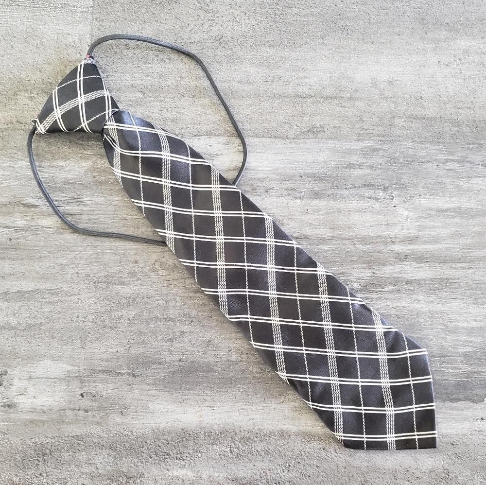 Designer White Black Satin Little Boy Tie Size ONE SIZE - 1 Thumbnail