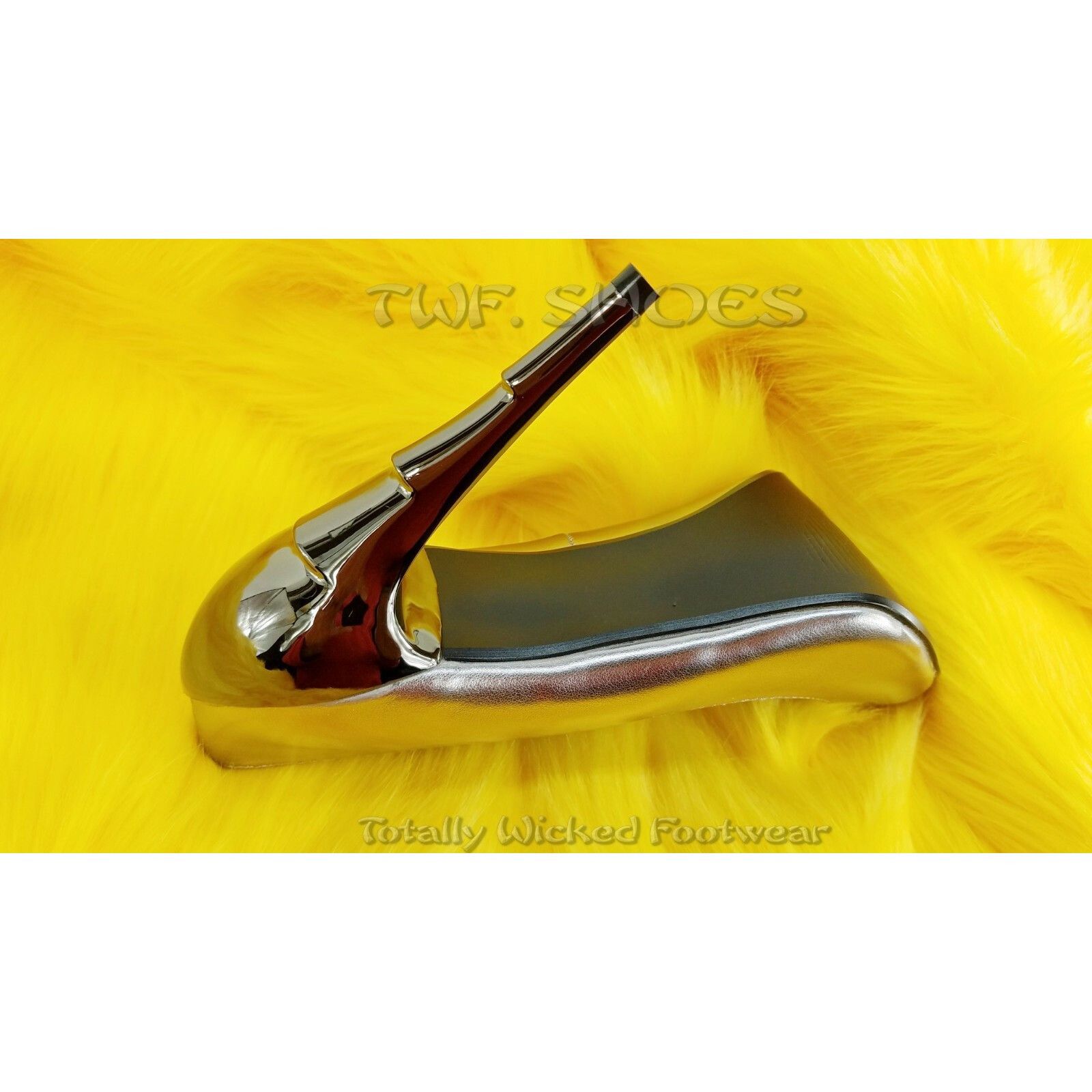 Demonia Cult DEMONIA Voltage Pewter Chrome Lightning Bolt 4.5" Heels Poin Size US 10 / IT 40 - 3 Thumbnail