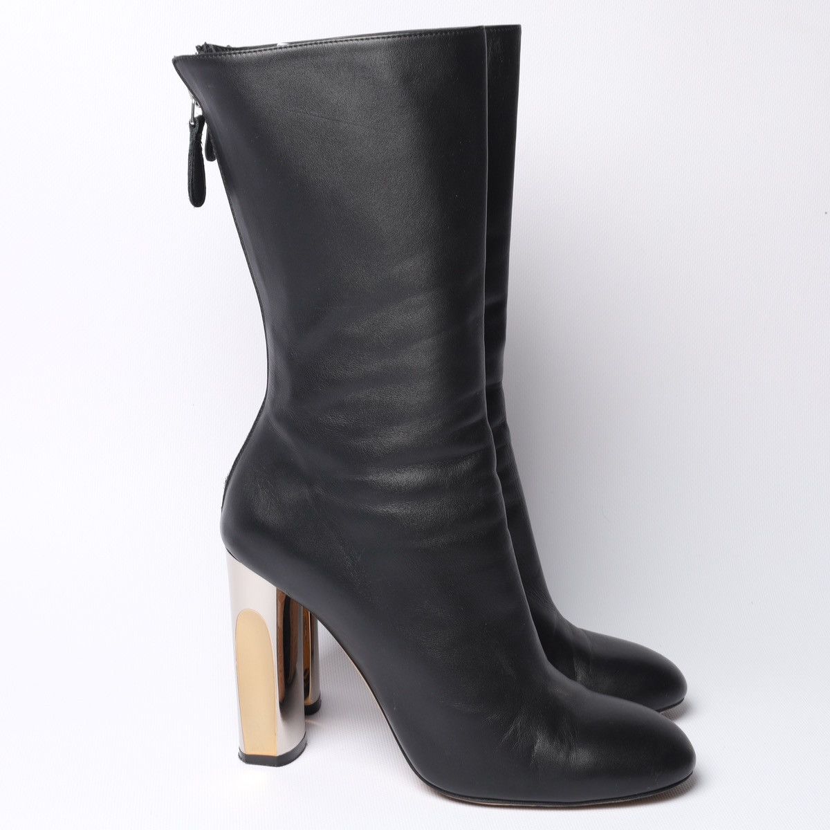 Alexander McQueen Alexander McQueen Black Mid-Calf Leather Boots Shoes Size US 7.5 / IT 37.5 - 1 Thumbnail