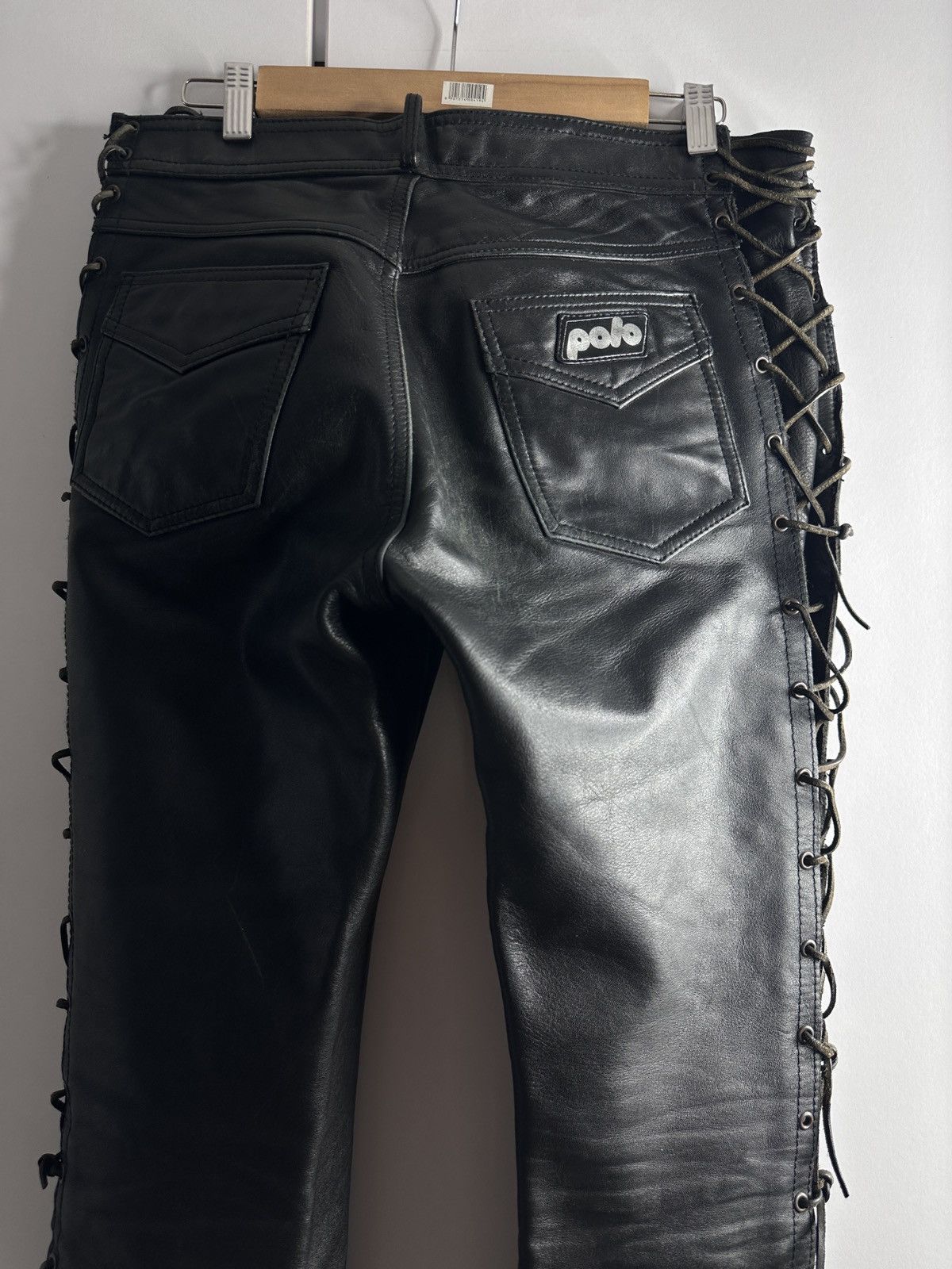 Other Vintage Polo Heavy Leather Lace-Up Pants Black size 38 Size 27" / US 4 / IT 40 - 7 Thumbnail