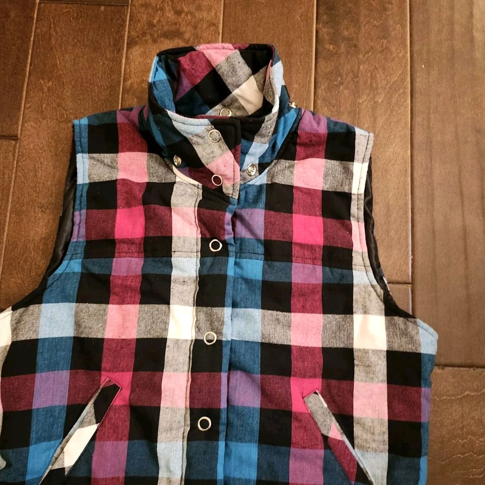 Forever 21 Forever 21 Plaid Jacket Vest - Size L - Multicolor - Junior/Teens - Sleeveless - Regular Fit - Polyester - Jacket Size L / US 10 / IT 46 - 4 Thumbnail