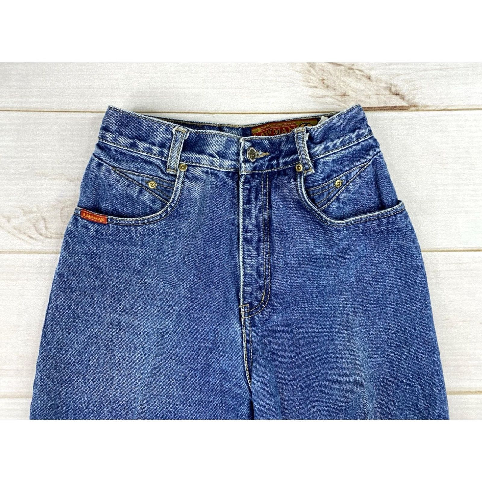 Vintage VINTAGE Lawman Jeans Womens Jr 3 Western Denim High Rise 35.5” Inseam Blue 100% Cotton Spandex Bootcut Jeans Mens Womens Girls男 not allowed Size 26" / US 2 / IT 38 - 2 Thumbnail