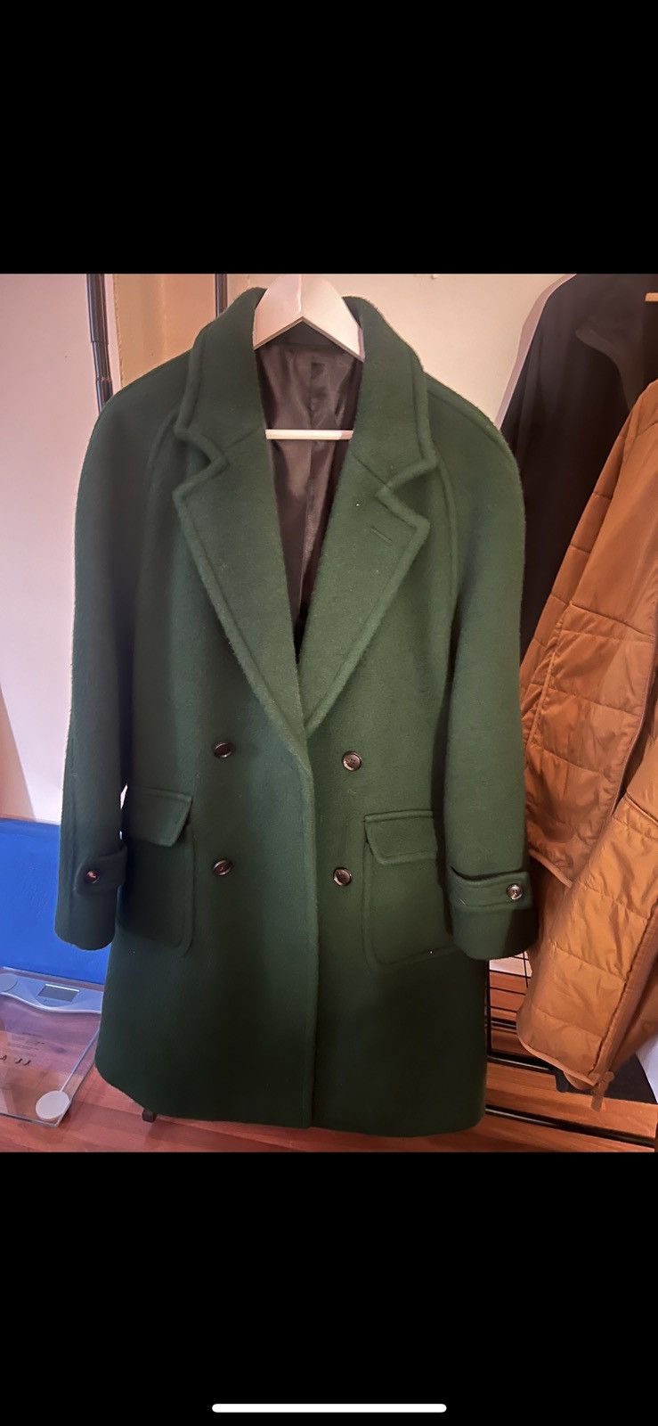 image of Awake Double Breasted Overcoat in Green, Men's (Size Medium)