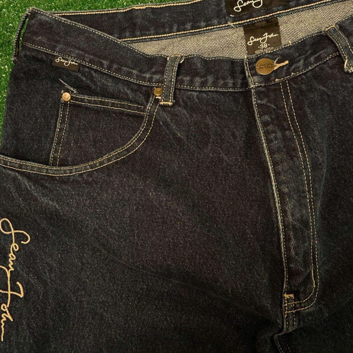 Sean John VINTAGE Sean John Jeans Baggy Grunge Hip Hop Skater Y2K Denim Wash 38x28 Mens Wide-Leg Size US 38 / EU 54 - 4 Thumbnail