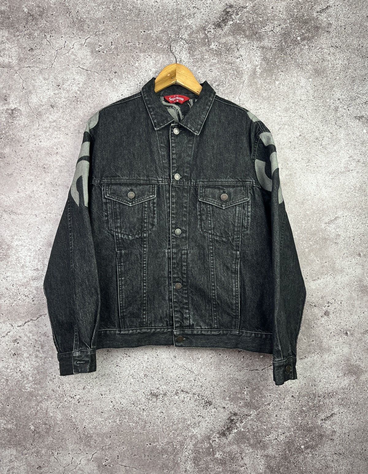 Supreme Supreme Velvet Trucker Jacket Black Sacred Hearts | Grailed
