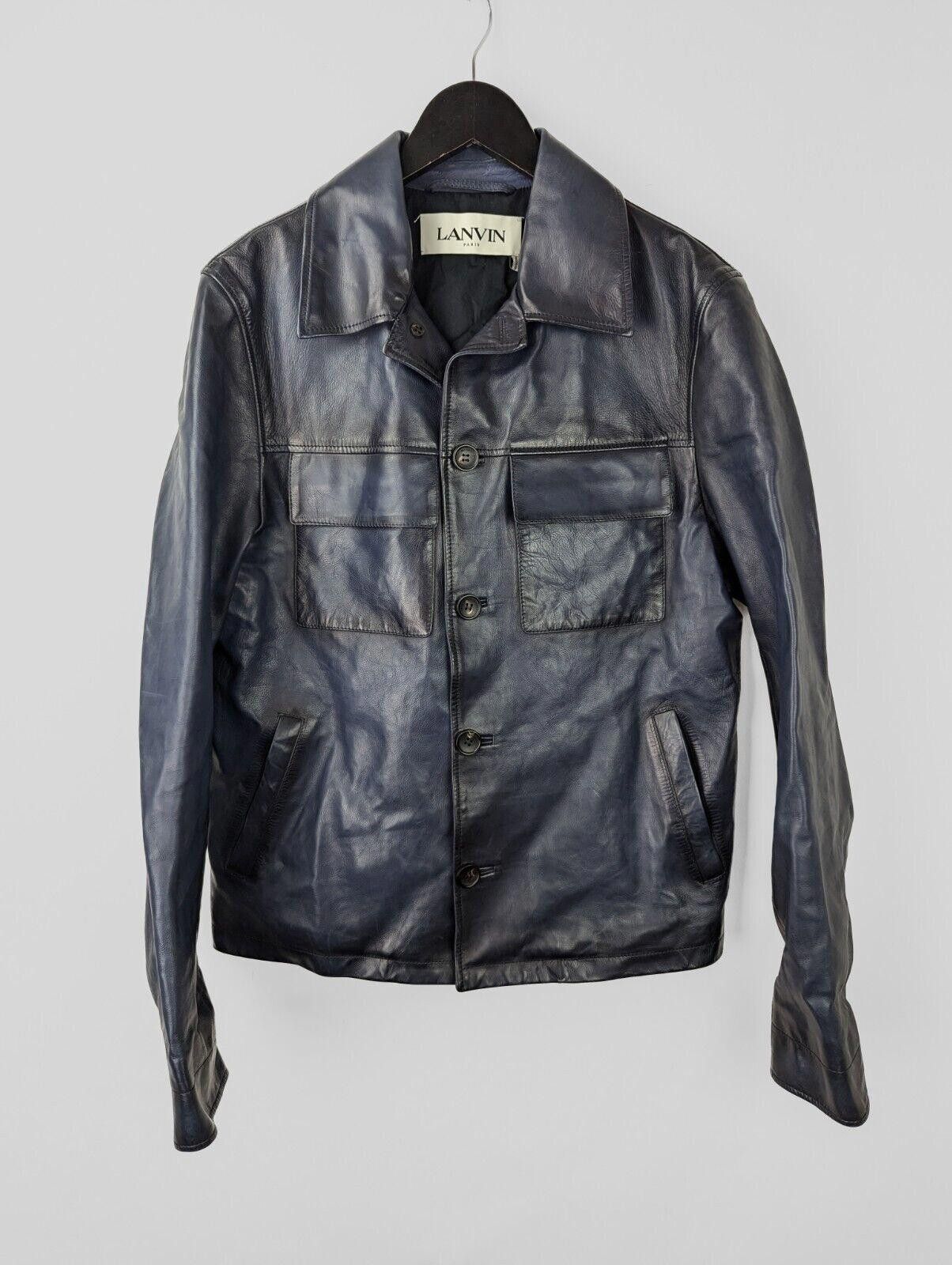Lanvin 2022 LANVIN Blue Hand Patina Leather Jacket Sz US 38 Size US M / EU 48-50 / 2 - 1 Thumbnail