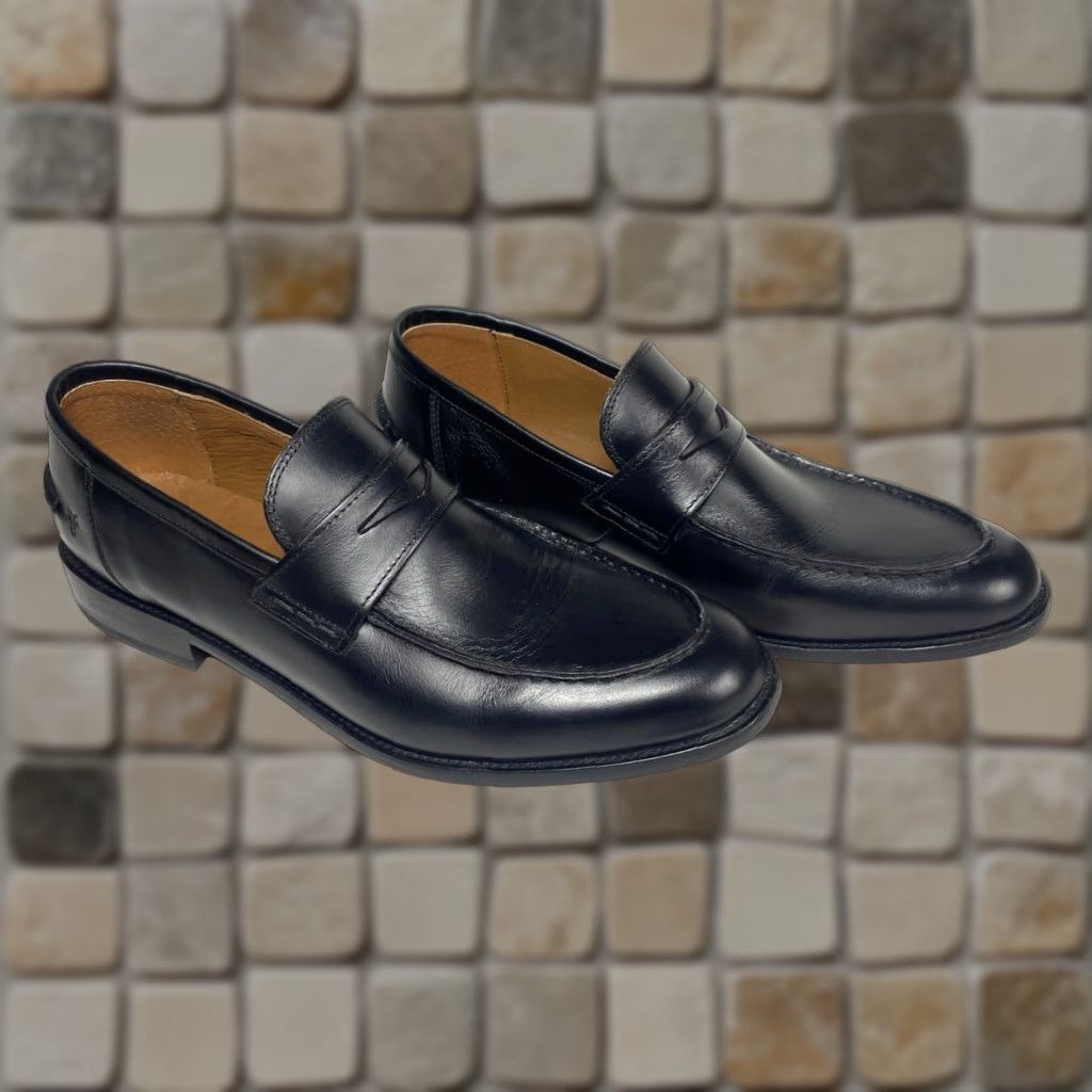 NWOB Frye Tyler Penny Loafers Men’s Black Sz 13 D Leather Slip-On Dress Shoes