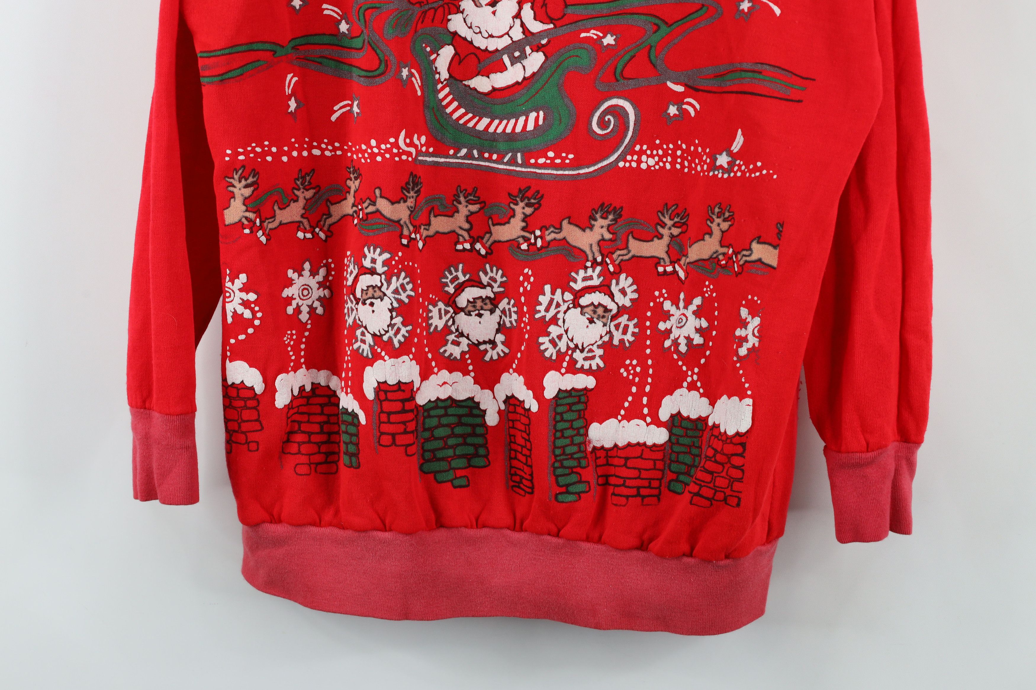 Vintage Vintage 90s Christmas Santa All Over Print Sweatshirt USA Size L / US 10 / IT 46 - 3 Thumbnail