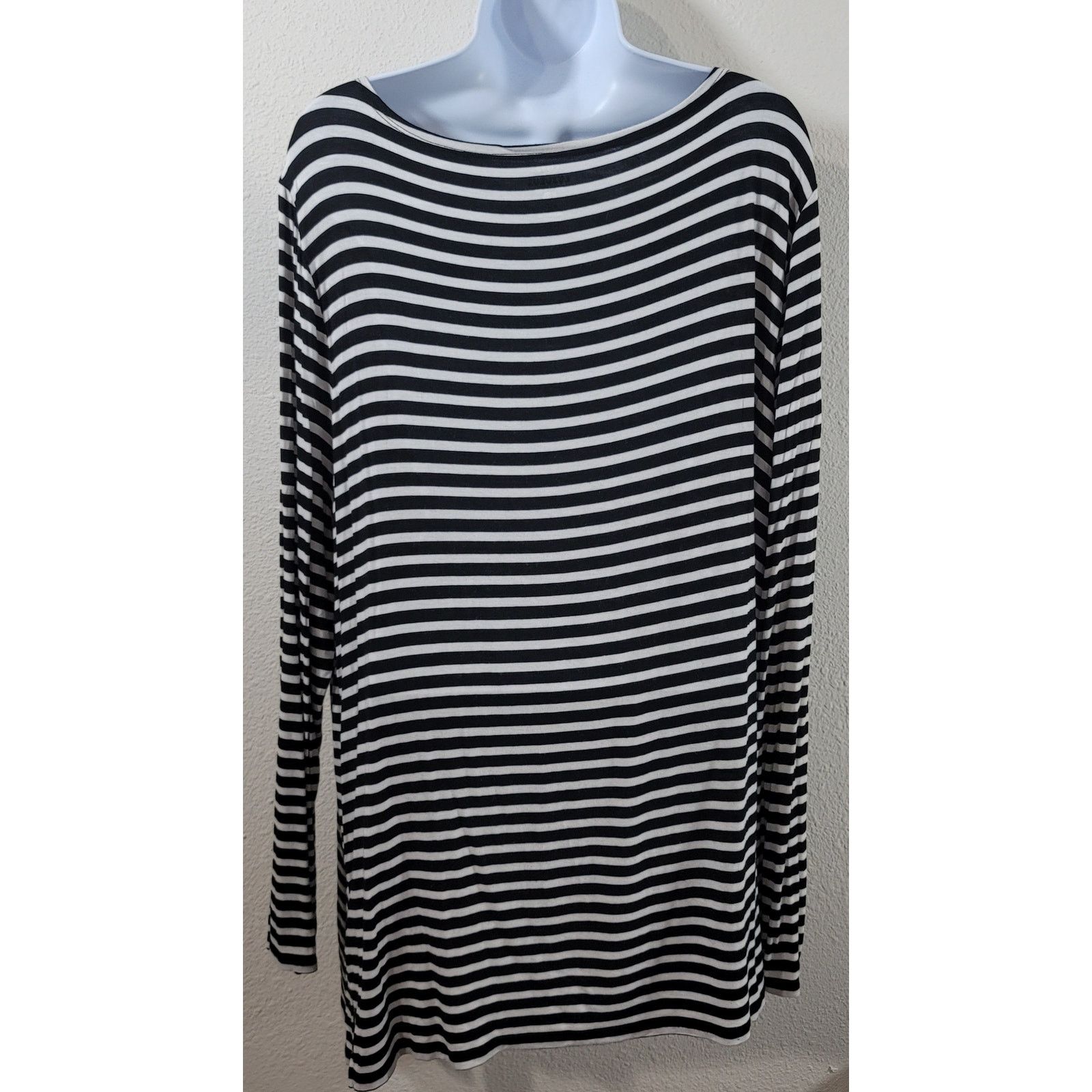 Luxe Luxe Black White Striped Long Sleeve Top XXL Lightweight Size XXL / US 16-18 / IT 52-54 - 2 Thumbnail