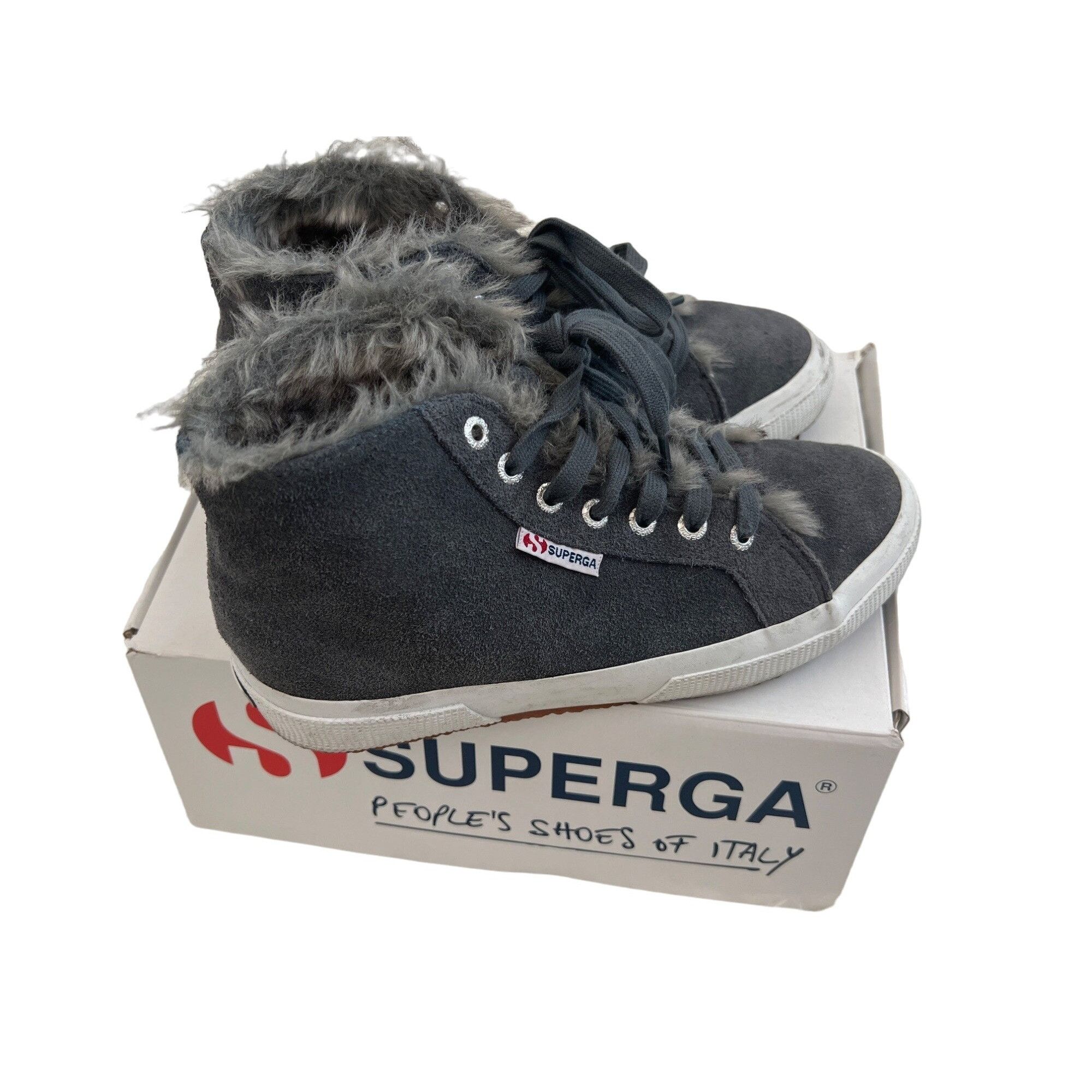 Superga Superga Grey Shearling Lined High Top Sneakers Size US 7.5 / IT 37.5 - 3 Thumbnail