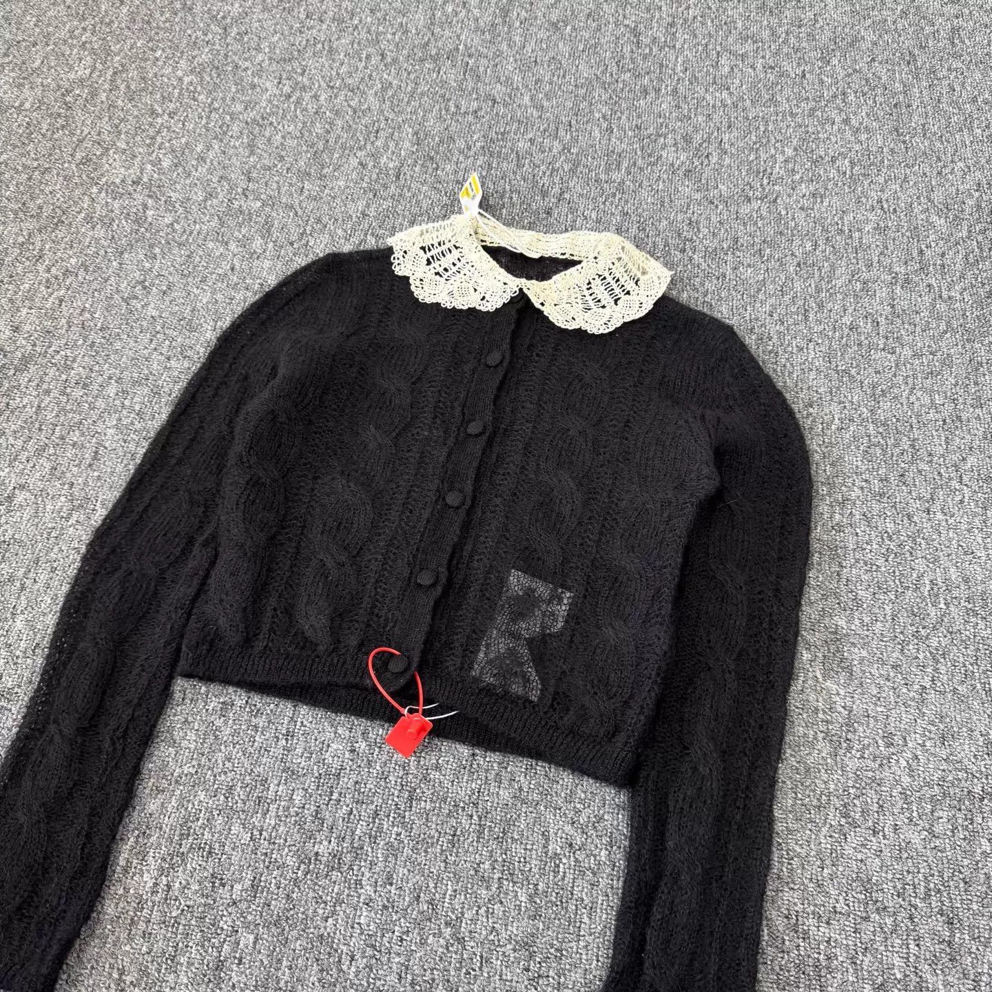Saint Laurent Paris SLP black lace dollcollar sh knit cardigan XS 99new Size XS / US 0-2 / IT 36-38 - 3 Thumbnail
