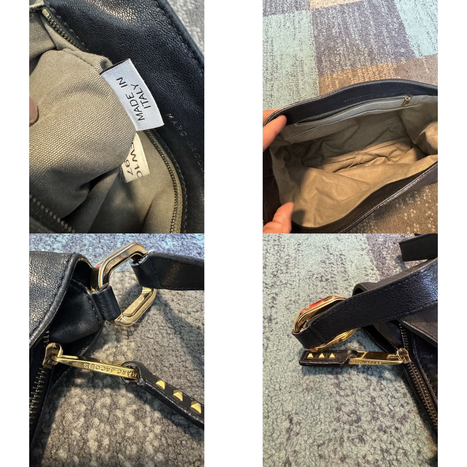 Marc Jacobs VINTAGE MARC JACOBS Shoulder Bag Studded Leather Made In Italy Black Women Adult Regular Leather Brown Accent Zipped Magnetic Closure Size ONE SIZE - 10 Thumbnail