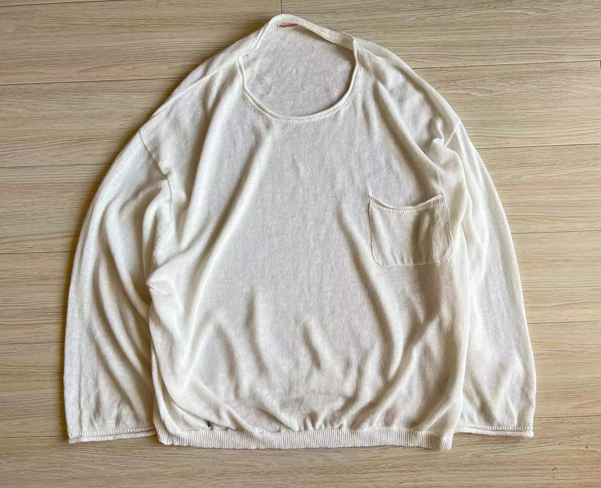 image of Kapital Nissan Lazy Casual Linen Sweater Long Sleeve T-Shirt in White, Men's (Size Large)