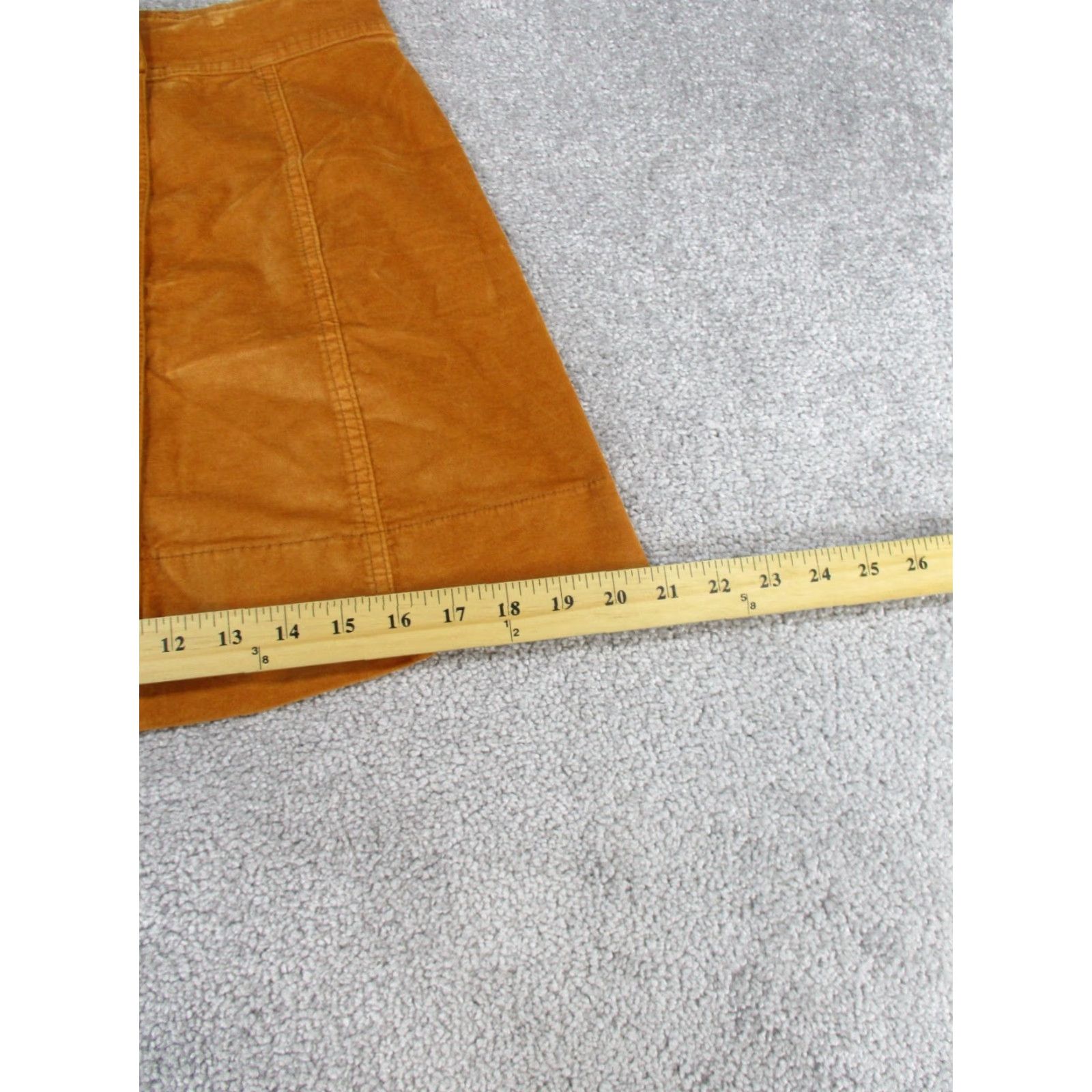Madewell Madewell Skirt Womens 00 Golden Pecan Velveteen A-Line Mini Button Front Yellow Cotton Blend Regular Lined Short Accessory: Button Size 24" / US 00 / IT 34 - 4 Thumbnail