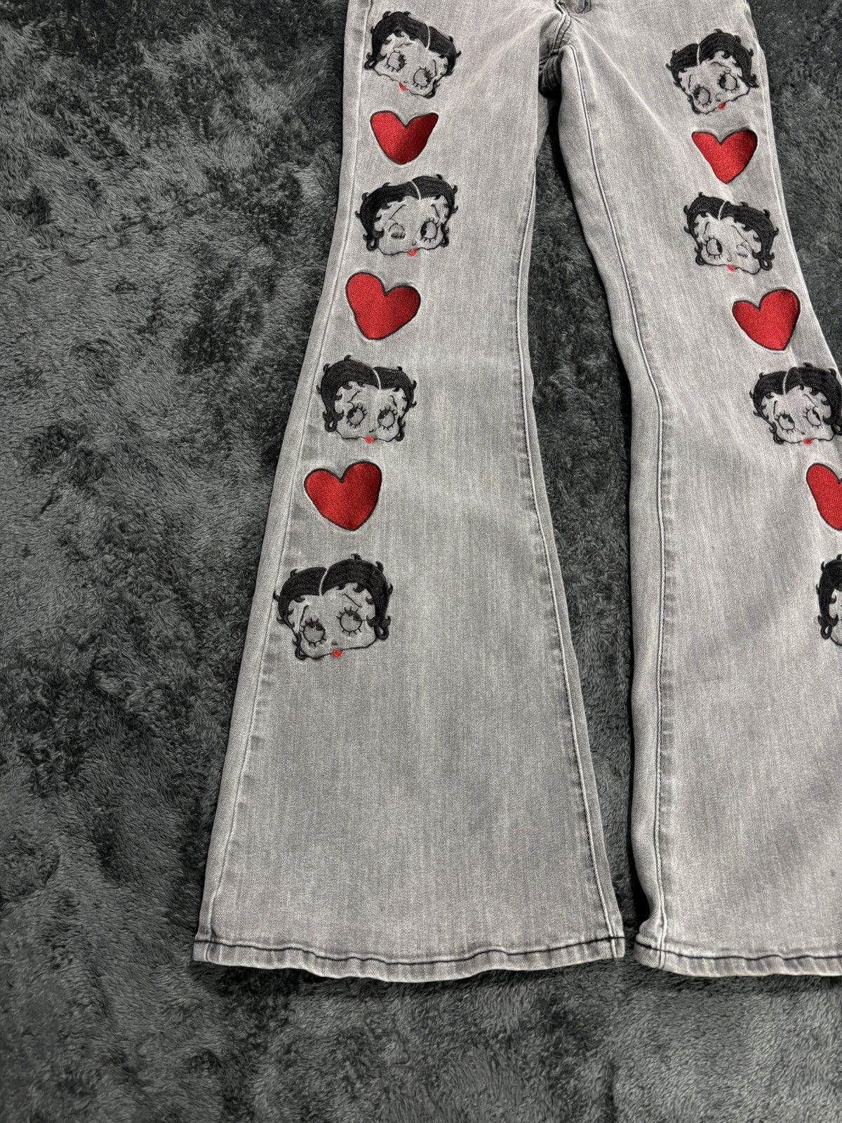 Miss Sixty Dolls Kill Betty Boop Y2K Wide Flared Fit Jeans Size 27" / US 4 / IT 40 - 2 Thumbnail