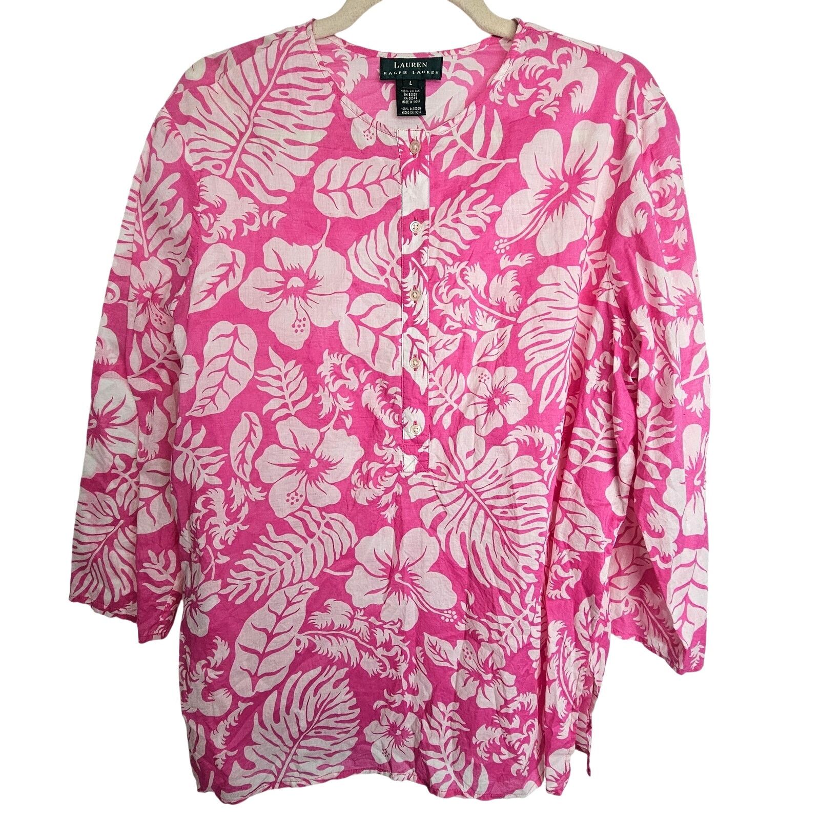 Lauren Ralph Lauren Lauren Ralph Lauren Womens Floral Tunic Sz L Coastal Resort Size L / US 10 / IT 46 - 1 Thumbnail
