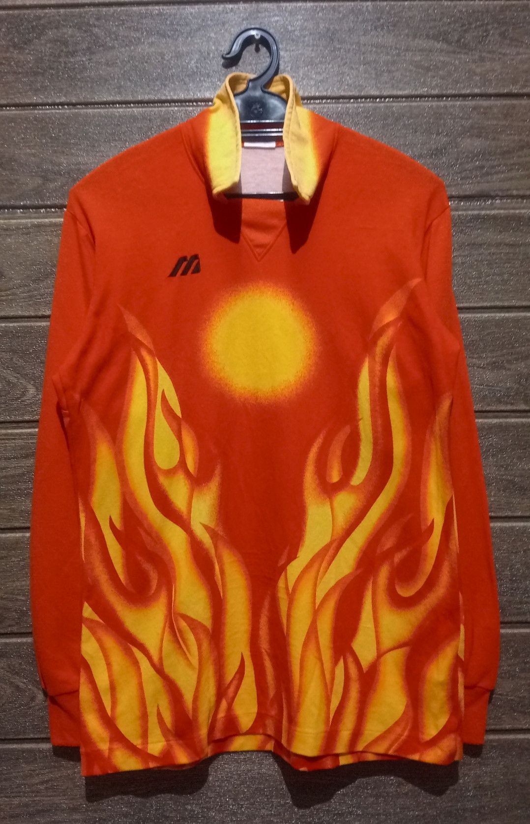 Mizuno Vintage '80s Single Stitch Mizuno Flame Long Sleeve Jersey Size US S / EU 44-46 / 1 - 1 Thumbnail