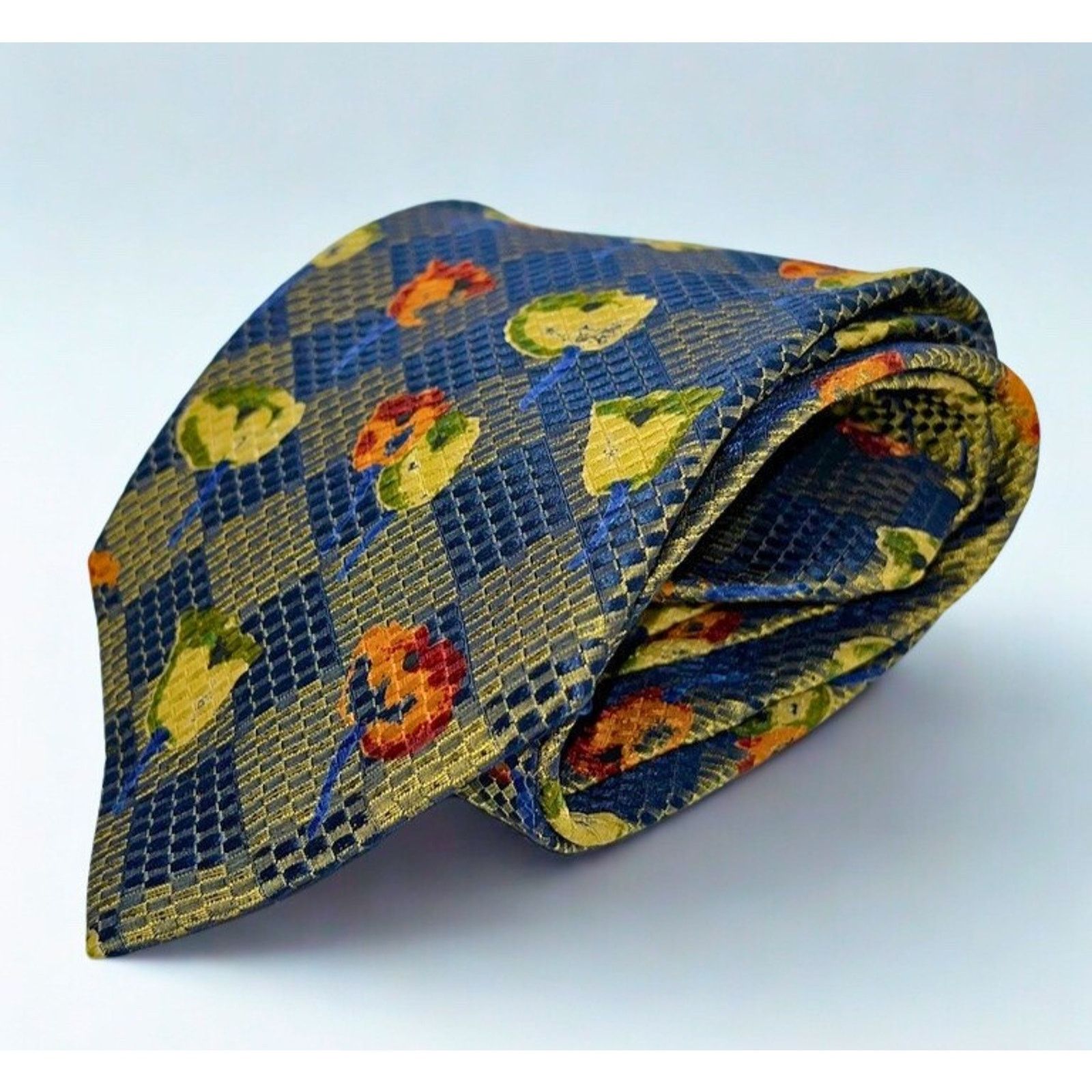 Ermenegildo Zegna Ermenegildo Zegna 100% Silk Tie Floral Diamond Pattern Italy Size ONE SIZE - 3 Thumbnail