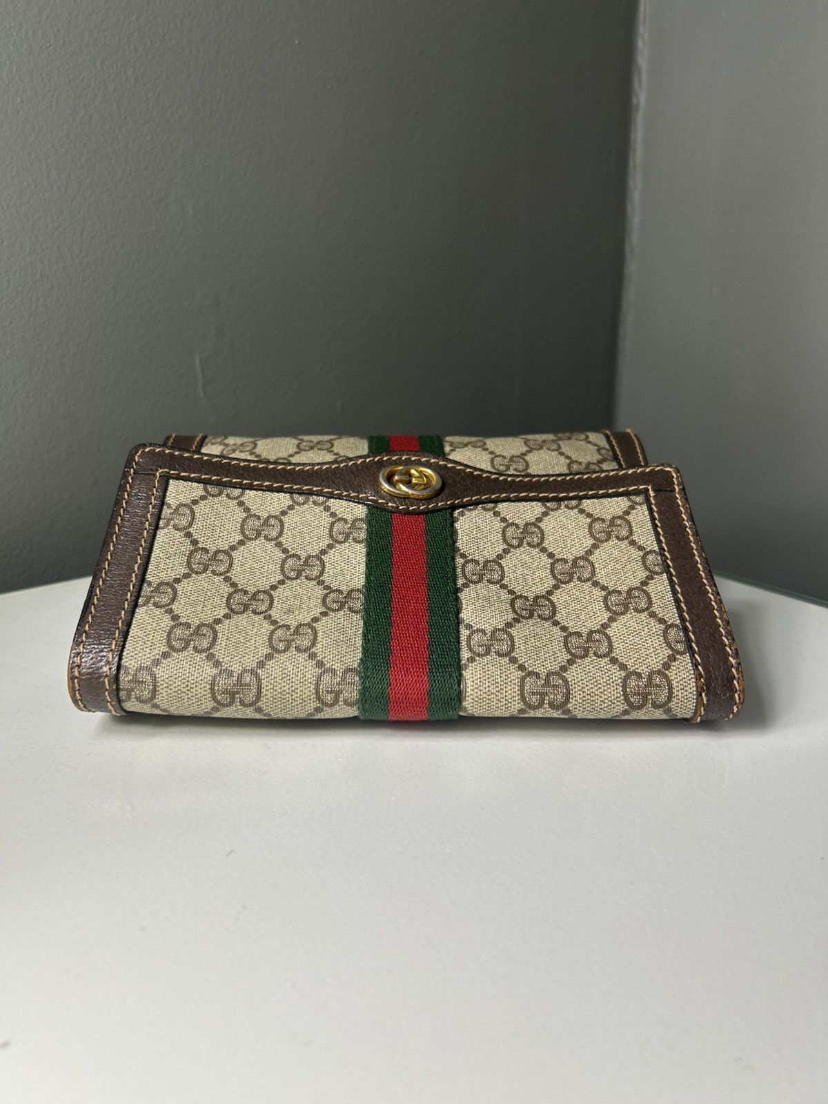 Gucci Vintage Gucci Parfums GG Supreme Sherry Line Clutch Bag Size ONE SIZE - 3 Thumbnail