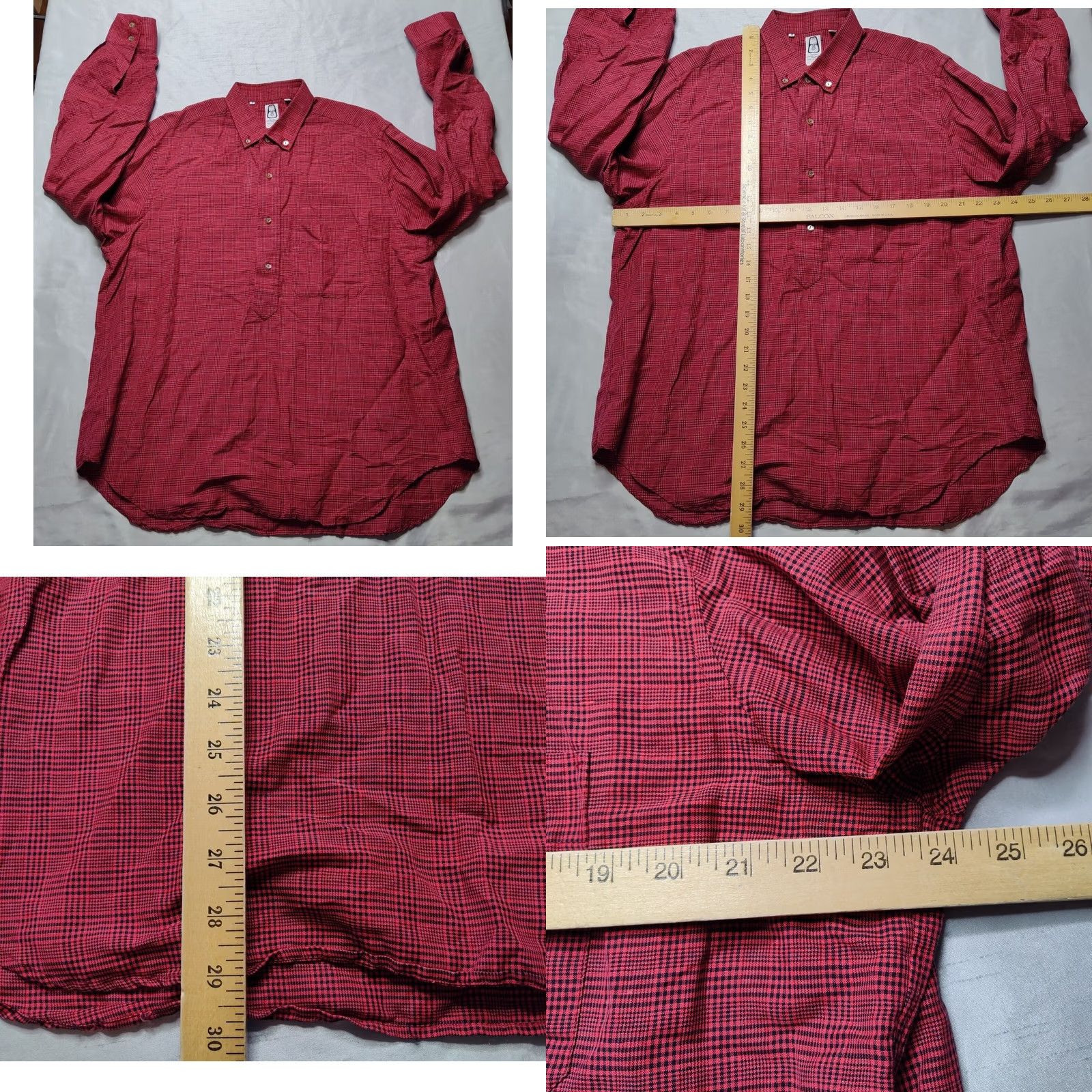 Pierre Cardin VTG PIERRE CARDIN Boutique Paris Men 3 (XL) Red Plaid 1/2 Button Tunic Shirt EUC Size US XL / EU 56 / 4 - 9 Thumbnail