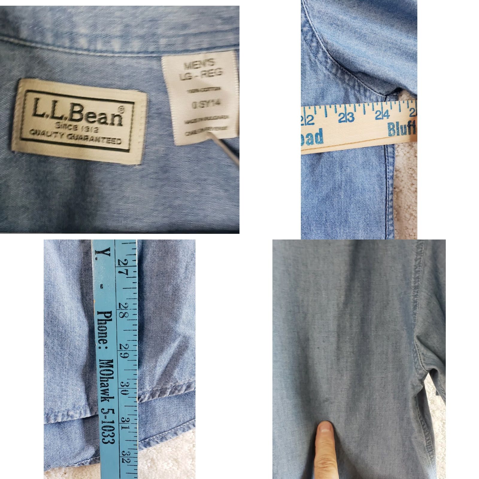 Vintage LL Bean Denim Short Sleeve Button Down Shirt Men Large Regular Blue Cotton Denim Button-Up Shirt Men's Large Regular Blue Size US L / EU 52-54 / 3 - 8 Thumbnail