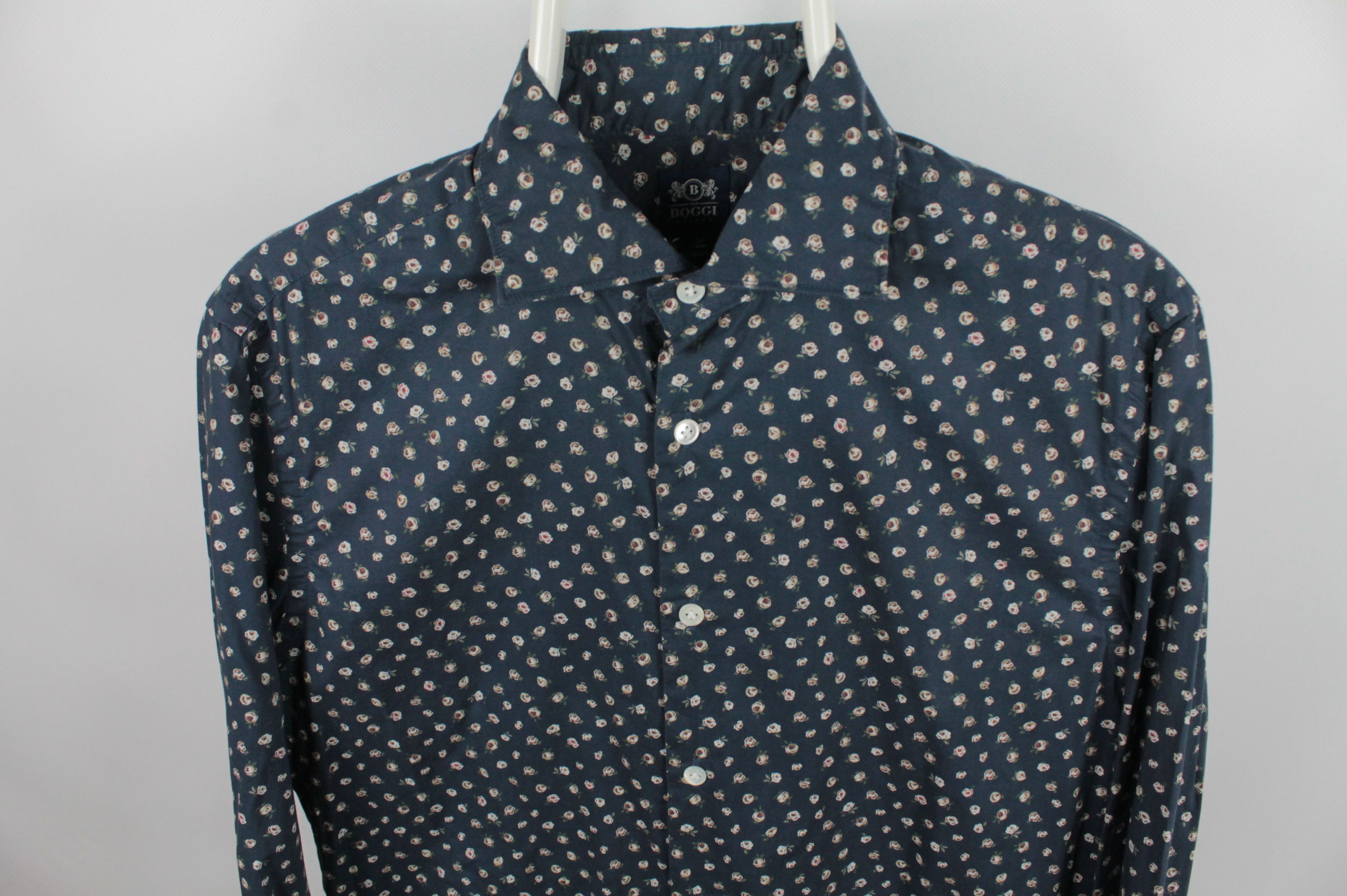Boggi Boggi Floral Pattern Slim Fit Dress Florence Collar Shirt Size US M / EU 48-50 / 2 - 3 Thumbnail
