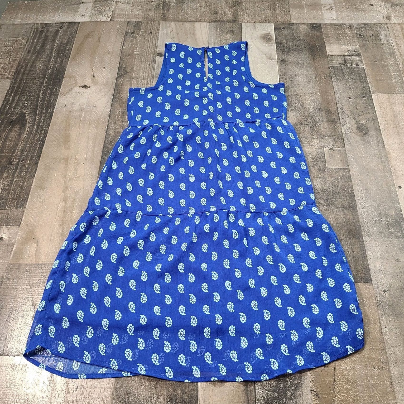 Old Navy Old Navy Dress Womens XS Blue Mini Sundress Paisley Tiered Round Neck Sleeveless Size XS / US 0-2 / IT 36-38 - 2 Thumbnail