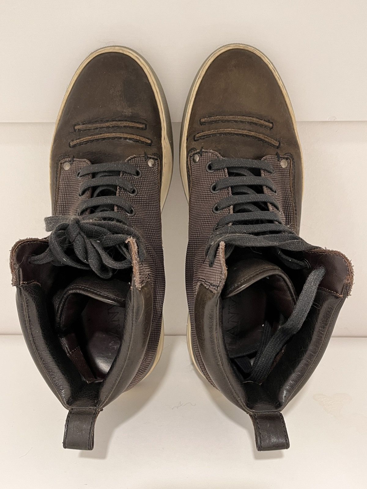 Lanvin Lanvin Mixed-Media High-Top Sneakers Size US 8 / EU 41 - 9 Thumbnail