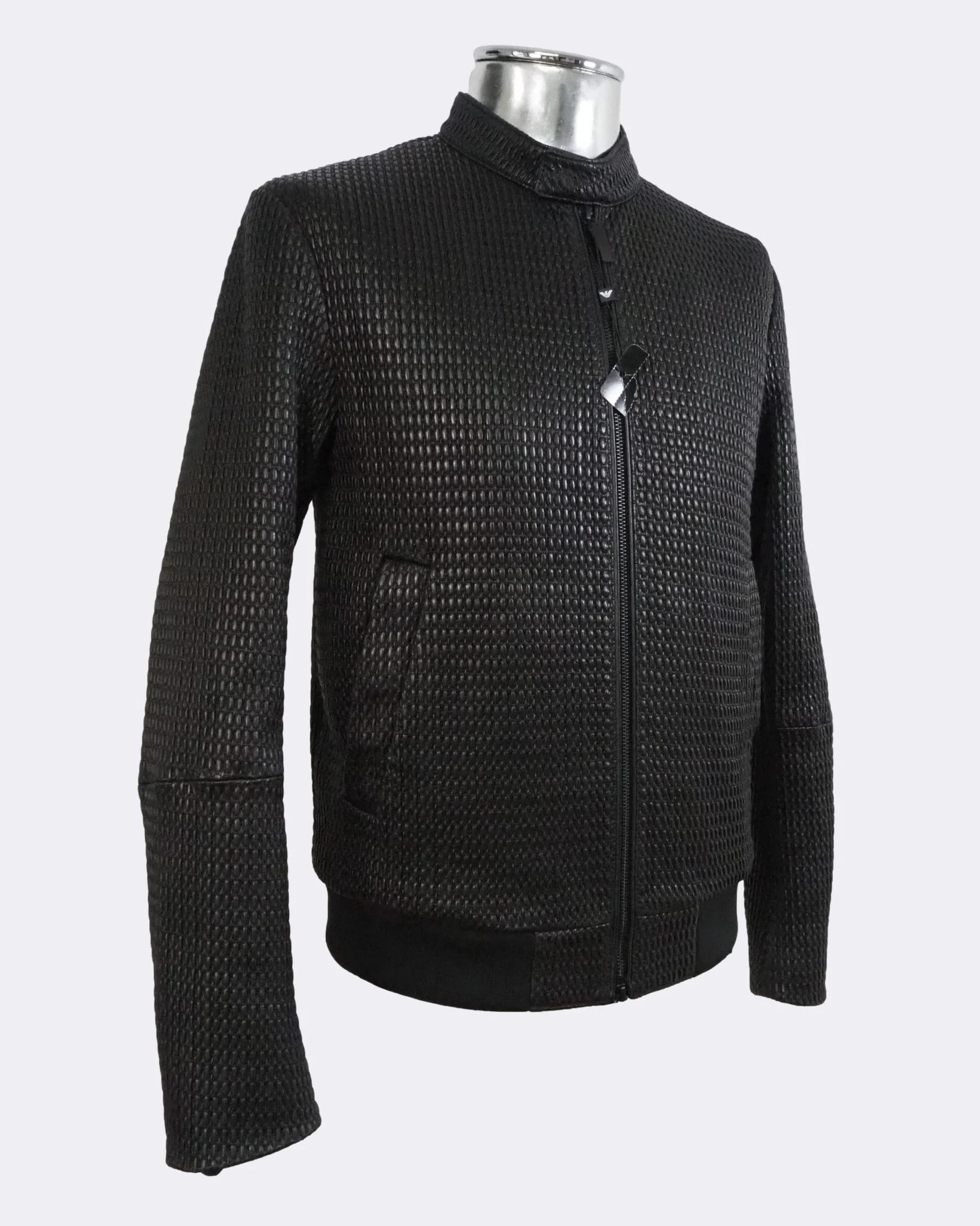 Emporio Armani Emporio Armani Textured Stretch Leather Bomber Jacket $1440 Size US M / EU 48-50 / 2 - 8 Thumbnail