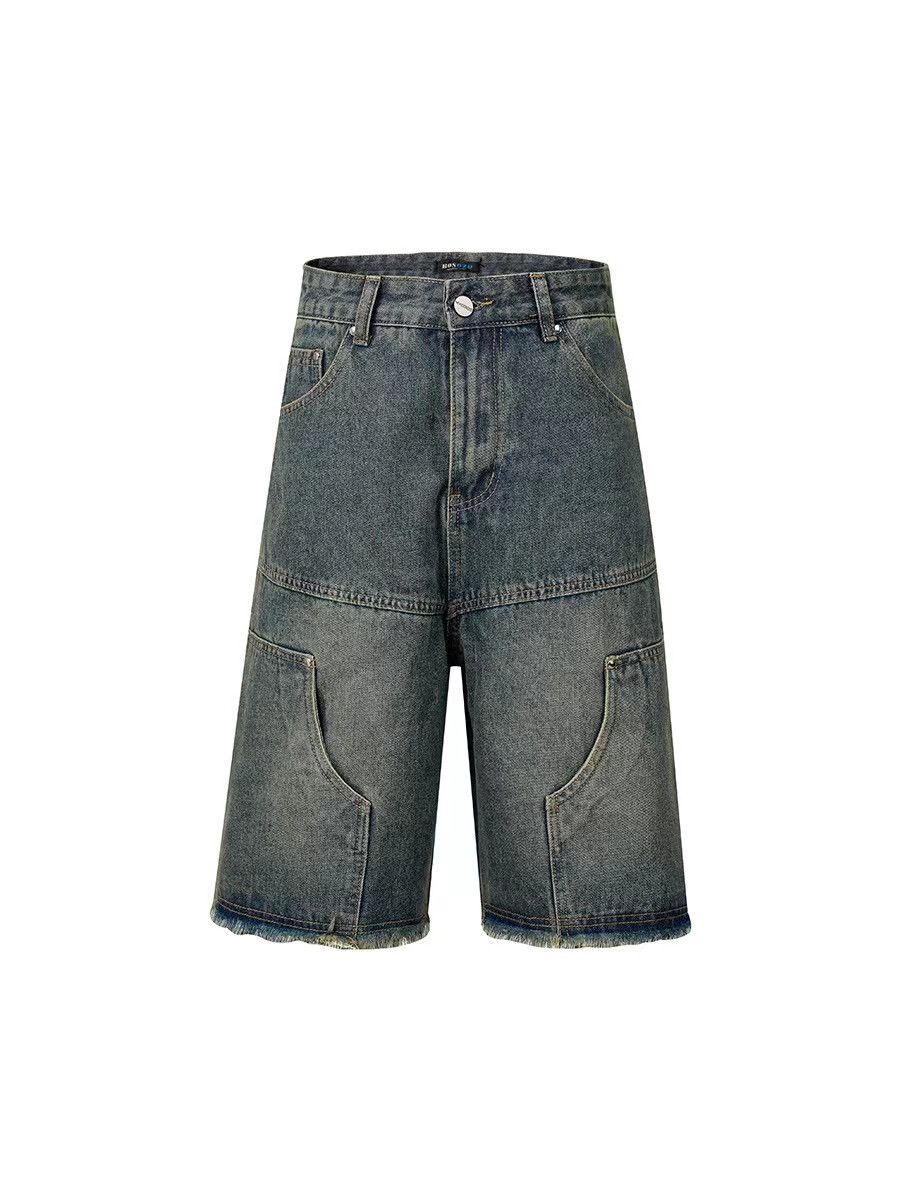 Street baggy retro lumberjack denim shorts