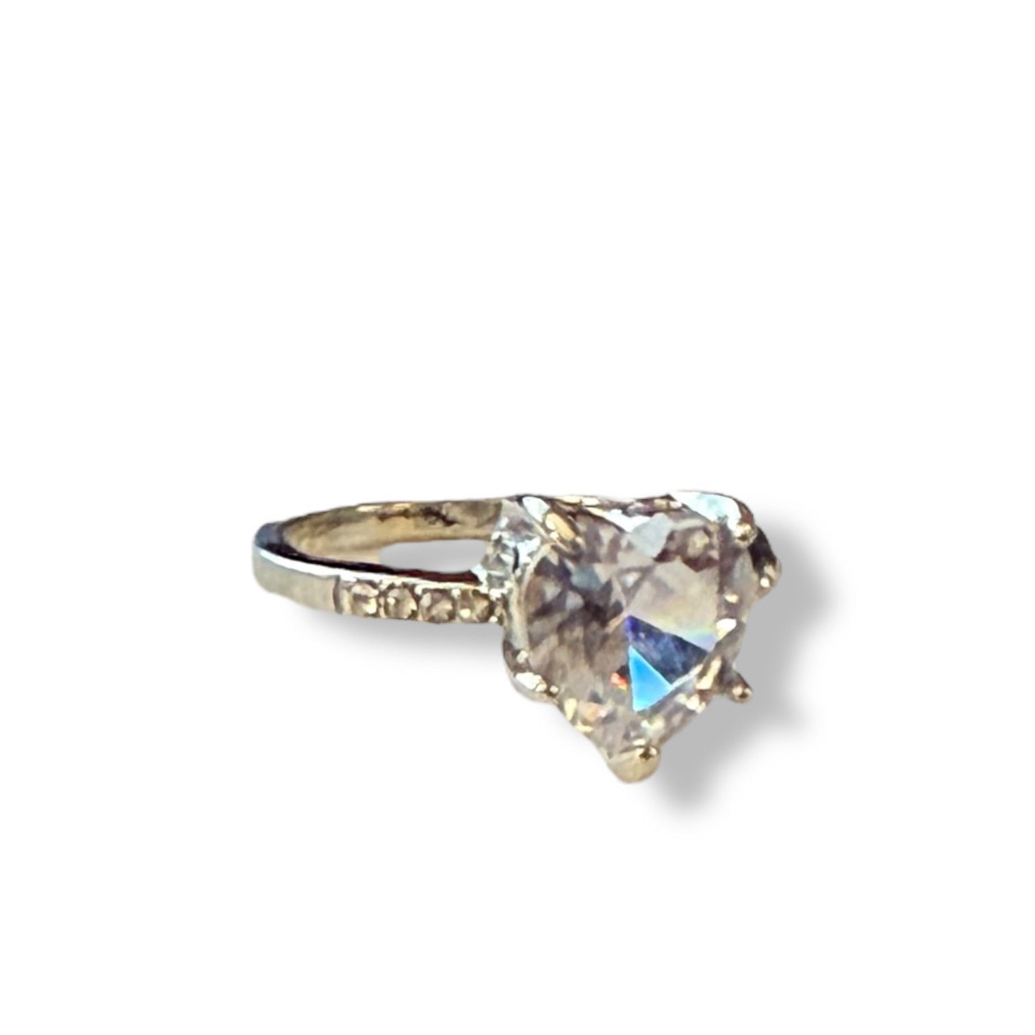 Other Diamond Heart CZ Solitaire Engagement Wedding Silver Ring 7 Size ONE SIZE - 6 Thumbnail