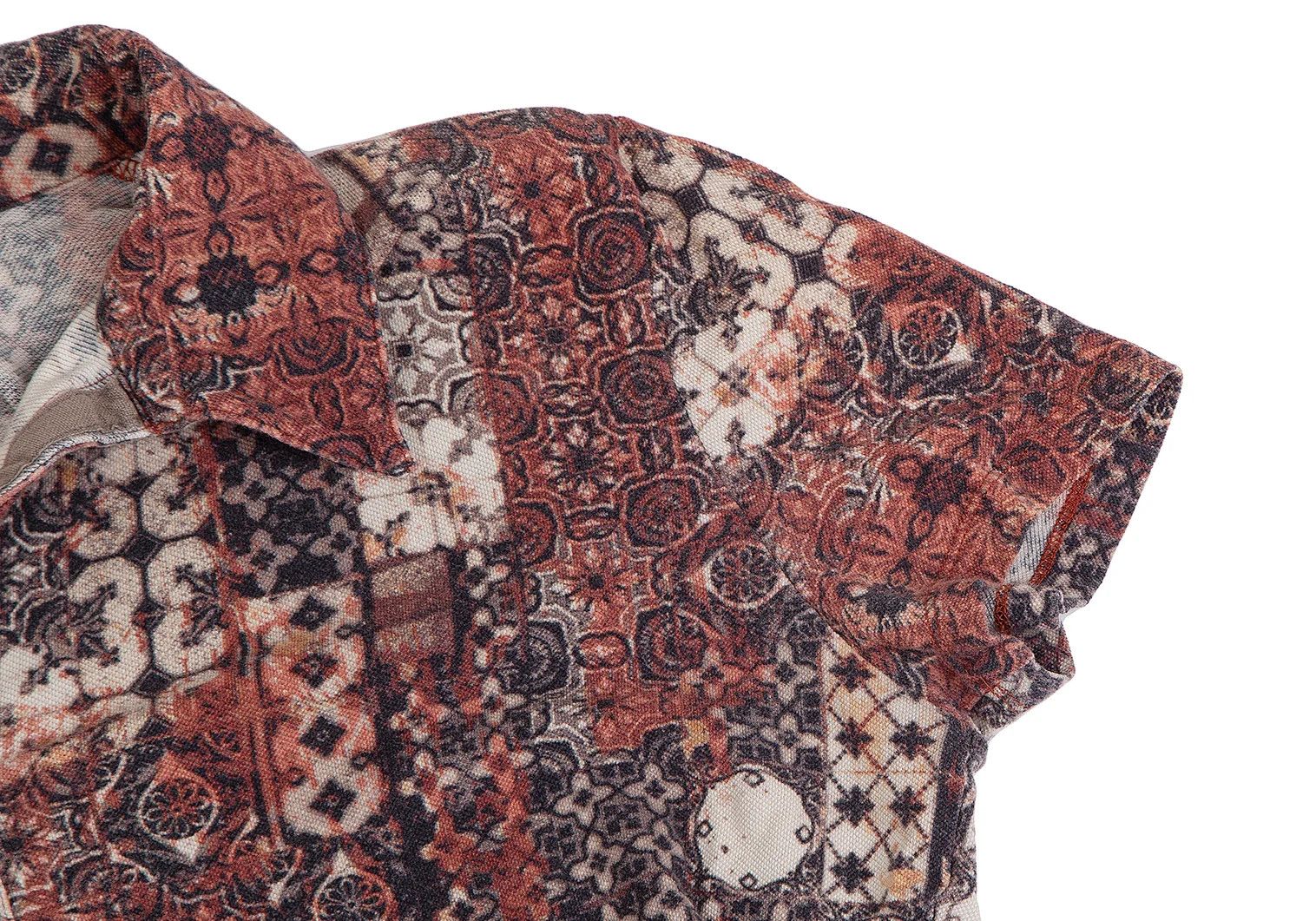 Jean Paul Gaultier Cotton Patterned Snap Button Polo Shirt in Brown Size US M / EU 48-50 / 2 - 4 Thumbnail