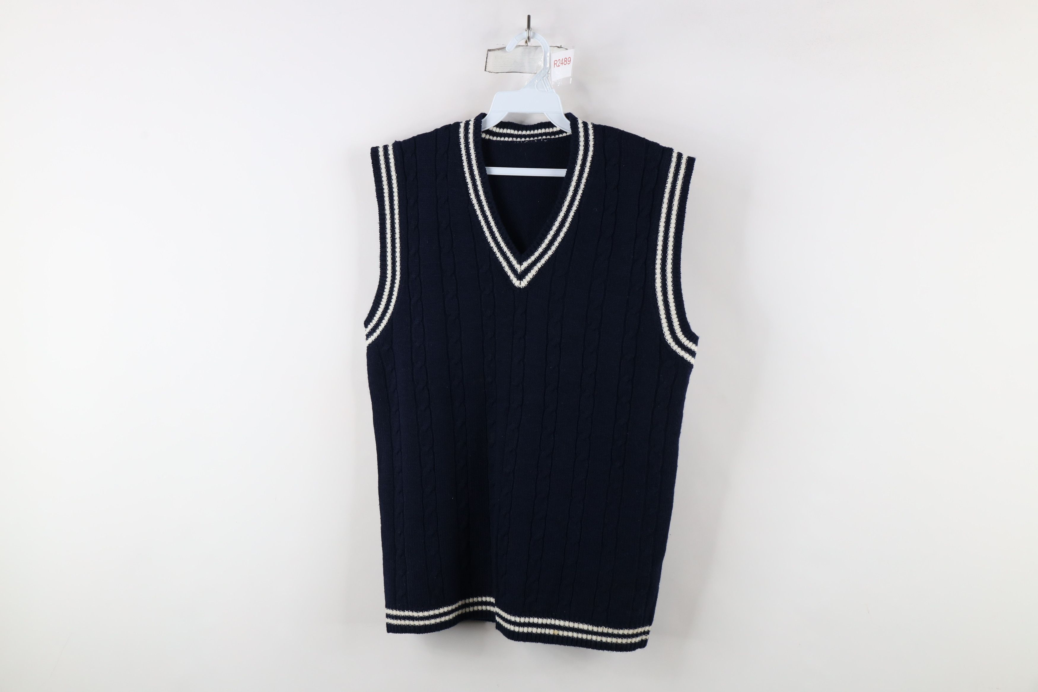 Vintage Vintage 90s Streetwear Striped Cable Knit Sweater Vest Size S / US 4 / IT 40 - 1 Thumbnail