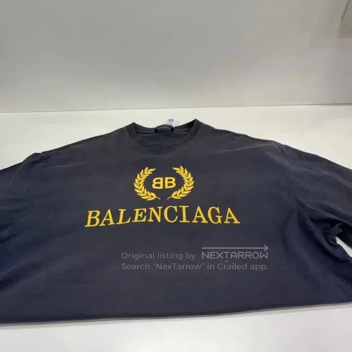 Balenciaga Balenciaga Navy Blue Logo Round Neck T. Size US S / EU 44-46 / 1 - 2 Thumbnail