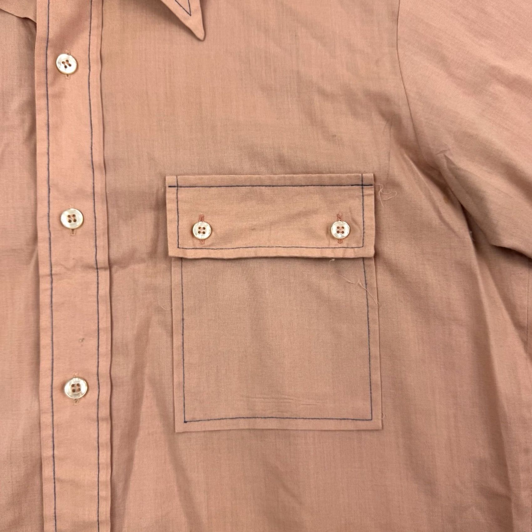 Imperial Vintage British Imperial 60s 70s Button Up Shirt - Adult Medium Pink Cotton Size US M / EU 48-50 / 2 - 2 Thumbnail