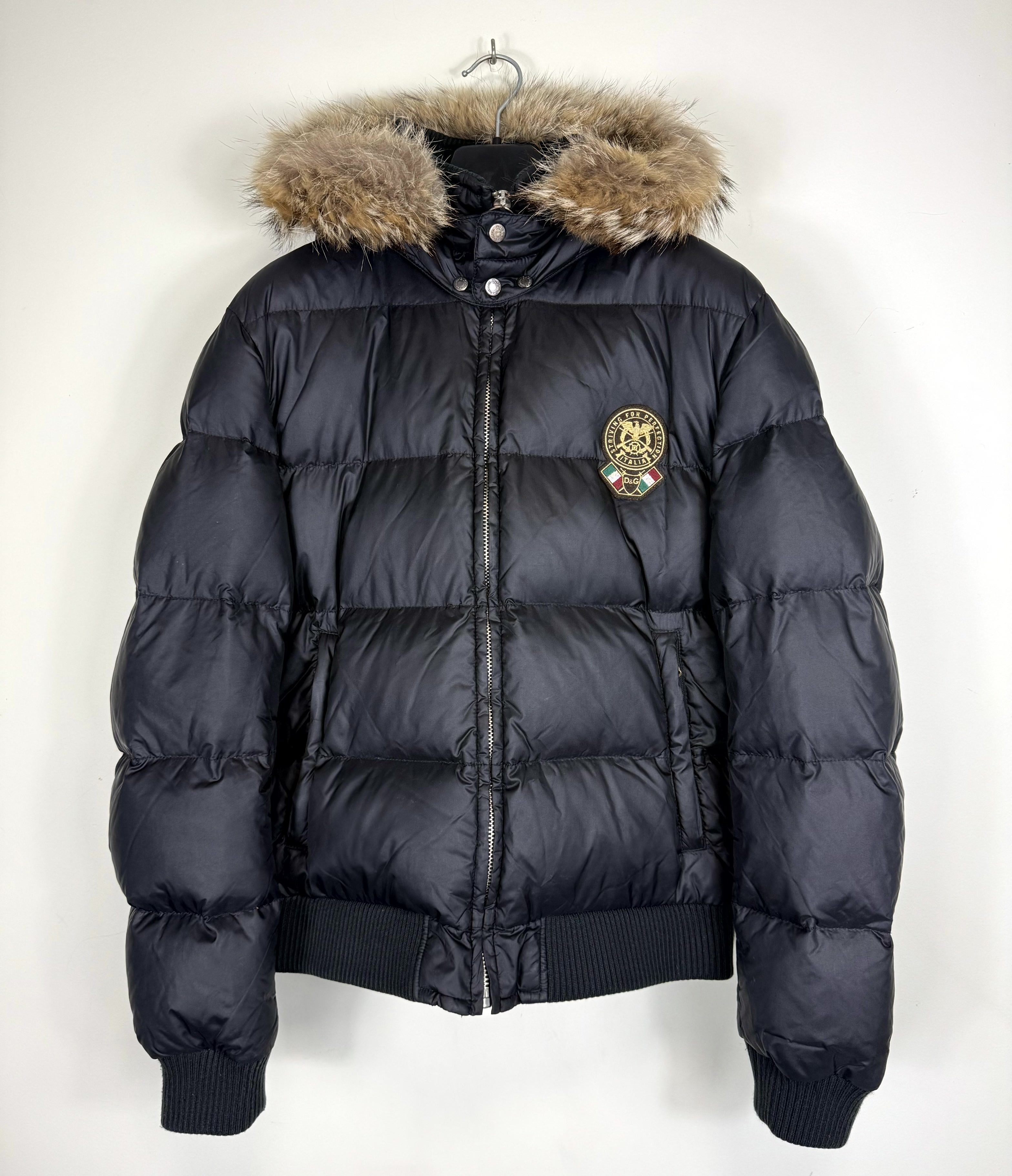 Dolce & Gabbana Dolce&Gabbana Coyote Fur Puffer Black Logo Bomber