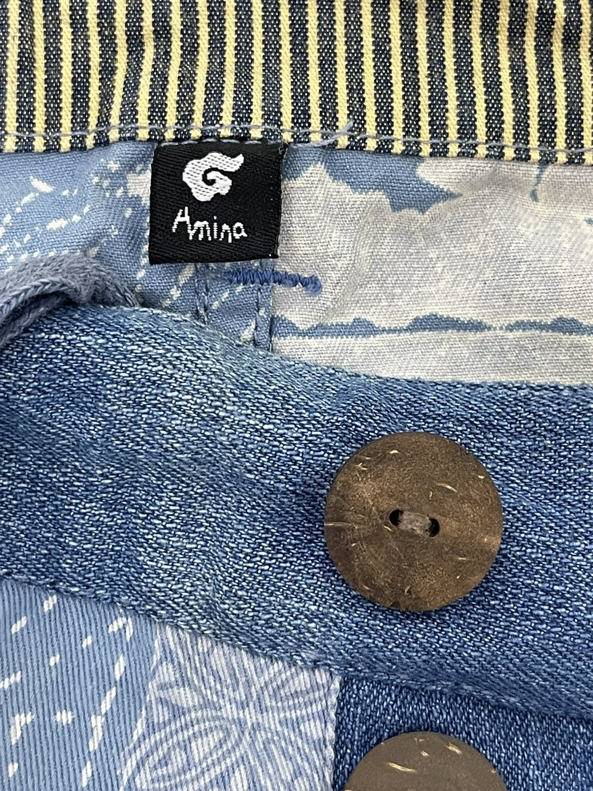 Japanese Brand Baggy Tapered Amina Japanese Pattern Thin Denim 6🟦6 Size US 35 - 20 Thumbnail