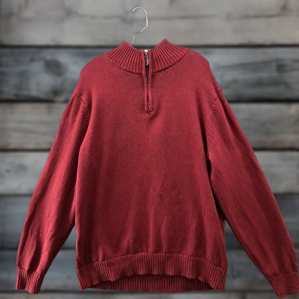 Vintage L.L. Bean Sweater Mens XL Wine Red 1/4 Zip Cotton Thick Knit Pullover Winter Size US XL / EU 56 / 4 - 1 Thumbnail
