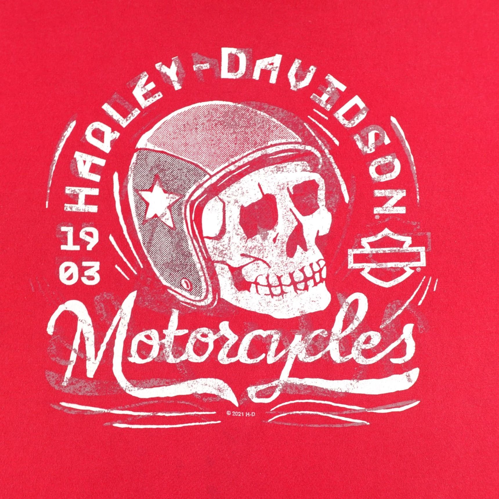 Harley Davidson Harley-Davidson T-Shirt Mens XL Red Graphic Print Biker Skeleton Eagles Motorcycle Outdoor Skull 2000s Size US XL / EU 56 / 4 - 2 Thumbnail